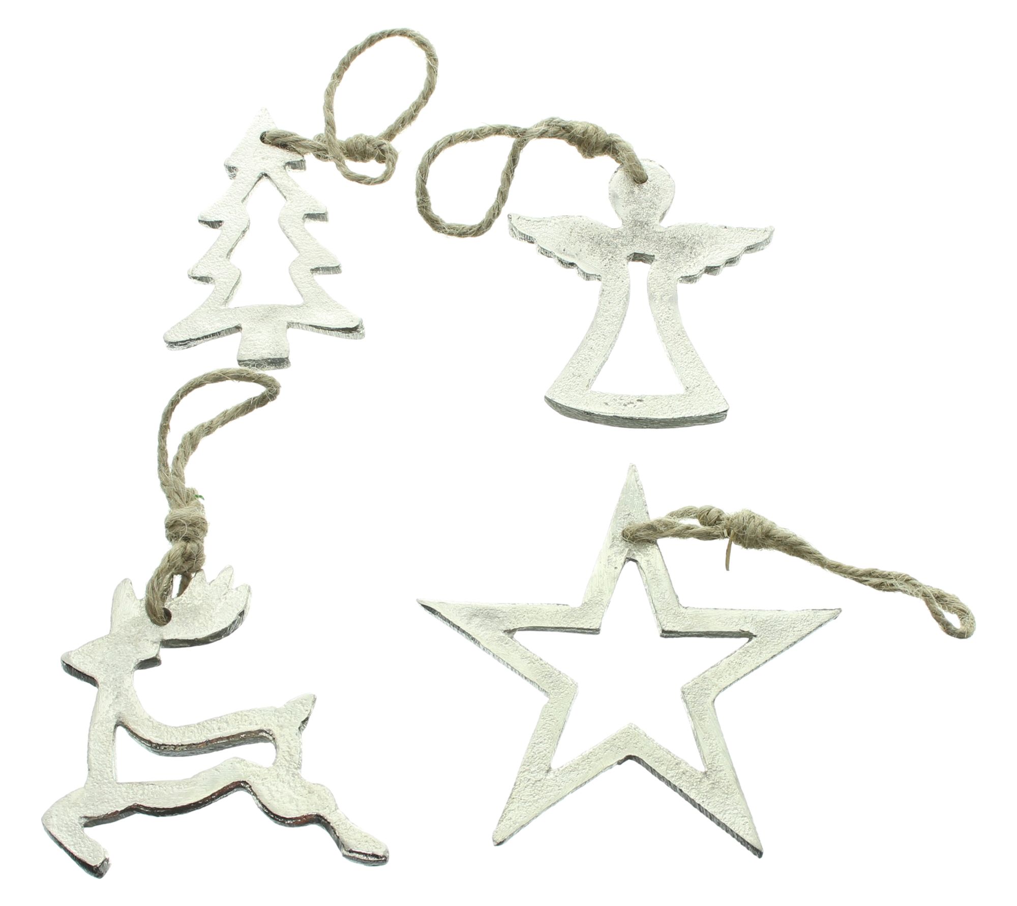 Hänger "Silberweihnacht", 4er Set  im Frank Flechtwaren Online Shop für Weihnachten kaufen