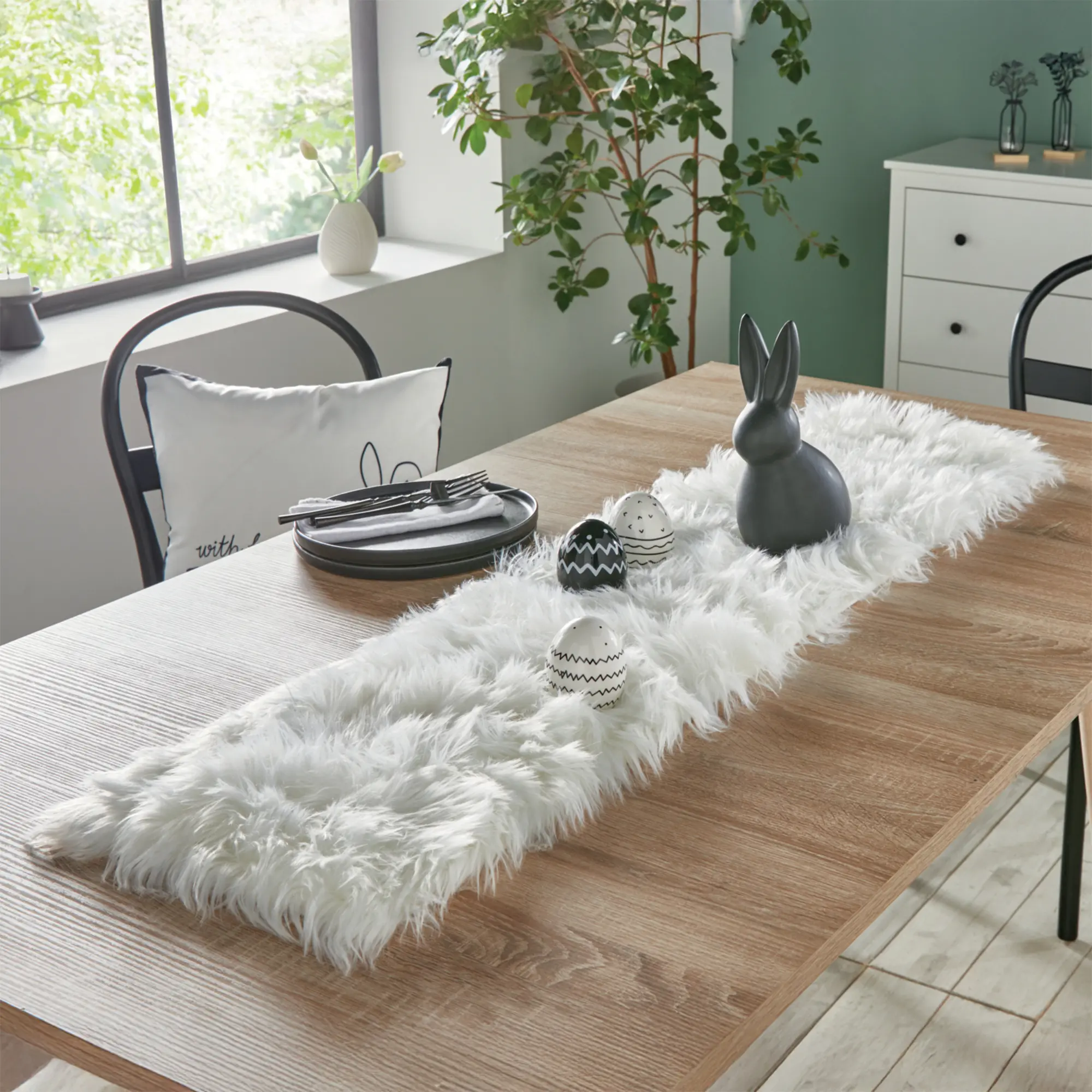 Tischläufer "Felloptik"  im Frank Flechtwaren Online Shop für Black &amp; White kaufen