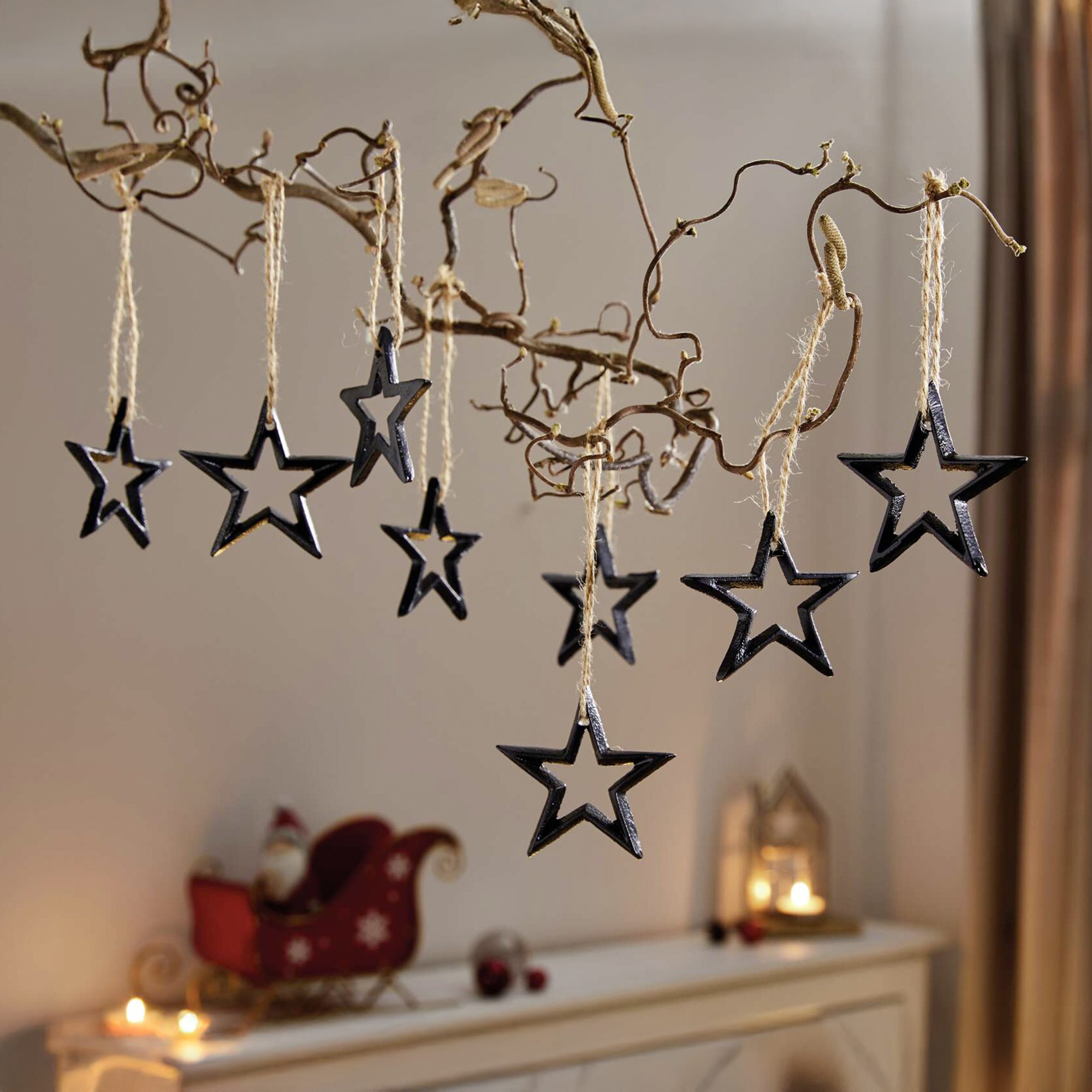 Sternhänger "Black", 10er Set  im Frank Flechtwaren Online Shop für Baumschmuck kaufen