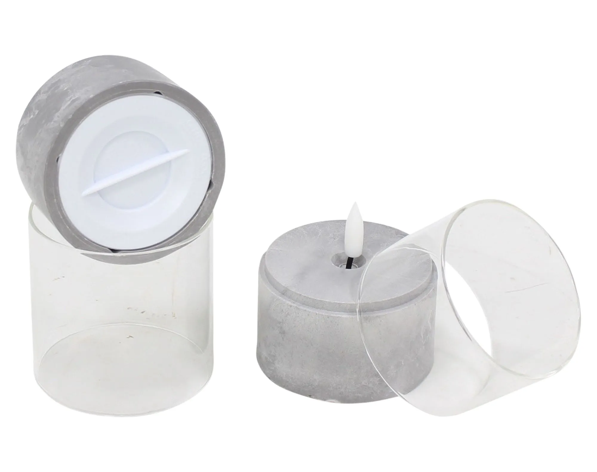 LED-Teelicht "Beton-Optik", 2er Set  im Frank Flechtwaren Online Shop für LED-Beleuchtung kaufen