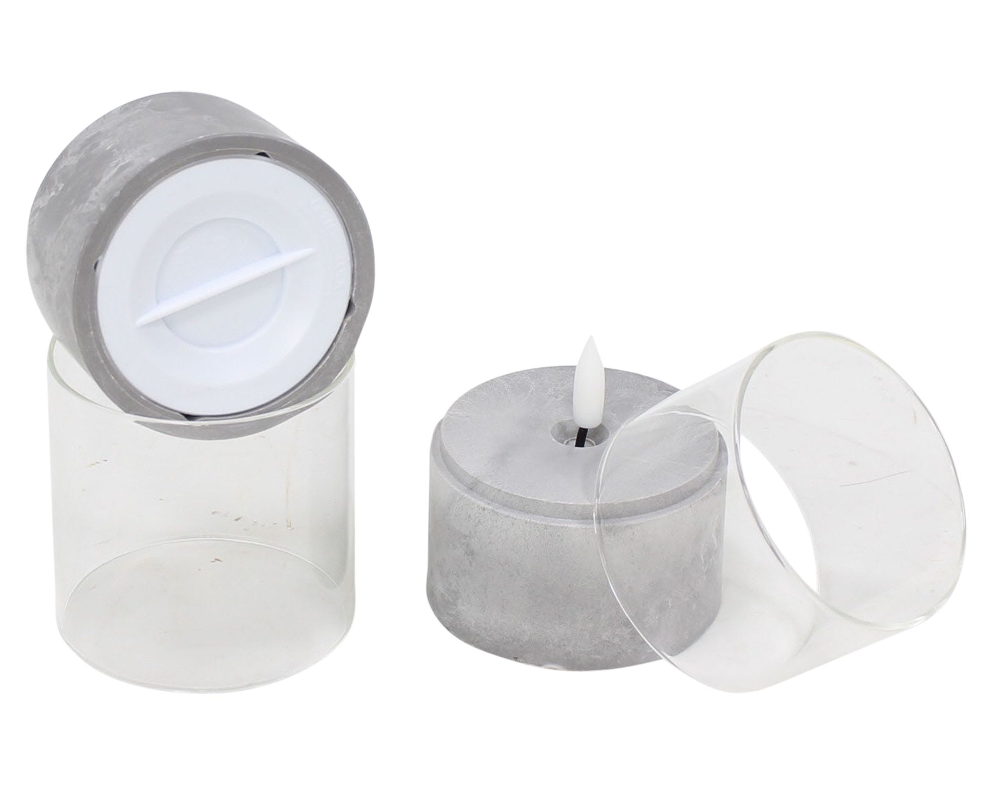 LED-Teelicht "Beton-Optik", 2er Set  im Frank Flechtwaren Online Shop für Kerzen &amp; LED-Kerzen kaufen