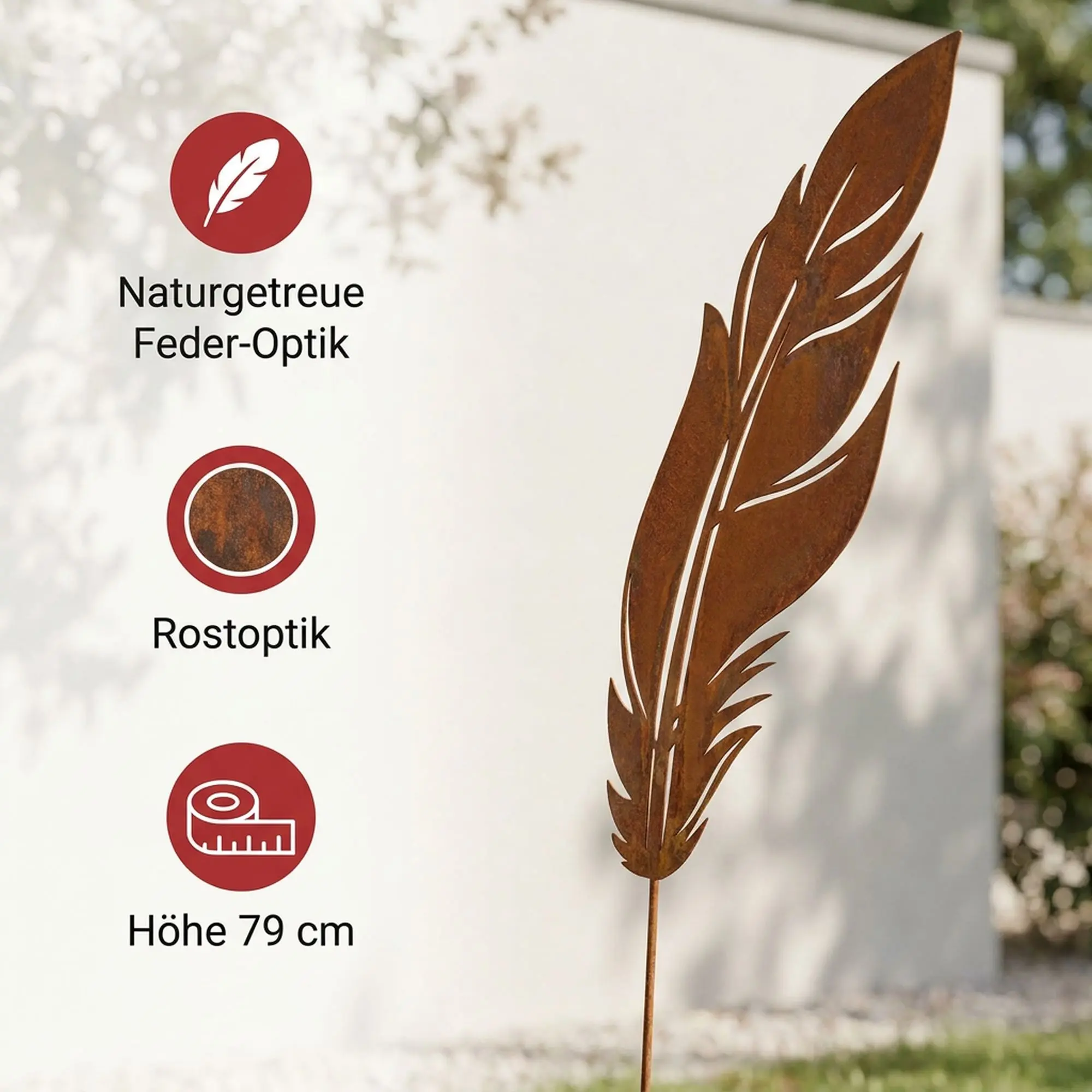 Stecker "Feder"  im Frank Flechtwaren Online Shop für Gartenstecker kaufen