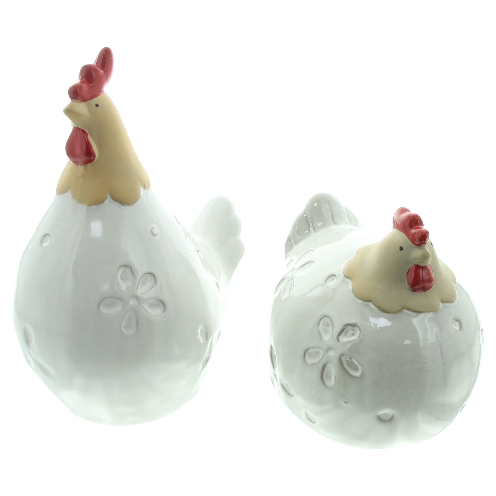 Huhn "Blumenmuster", 2er Set  im Frank Flechtwaren Online Shop für Dekofiguren kaufen