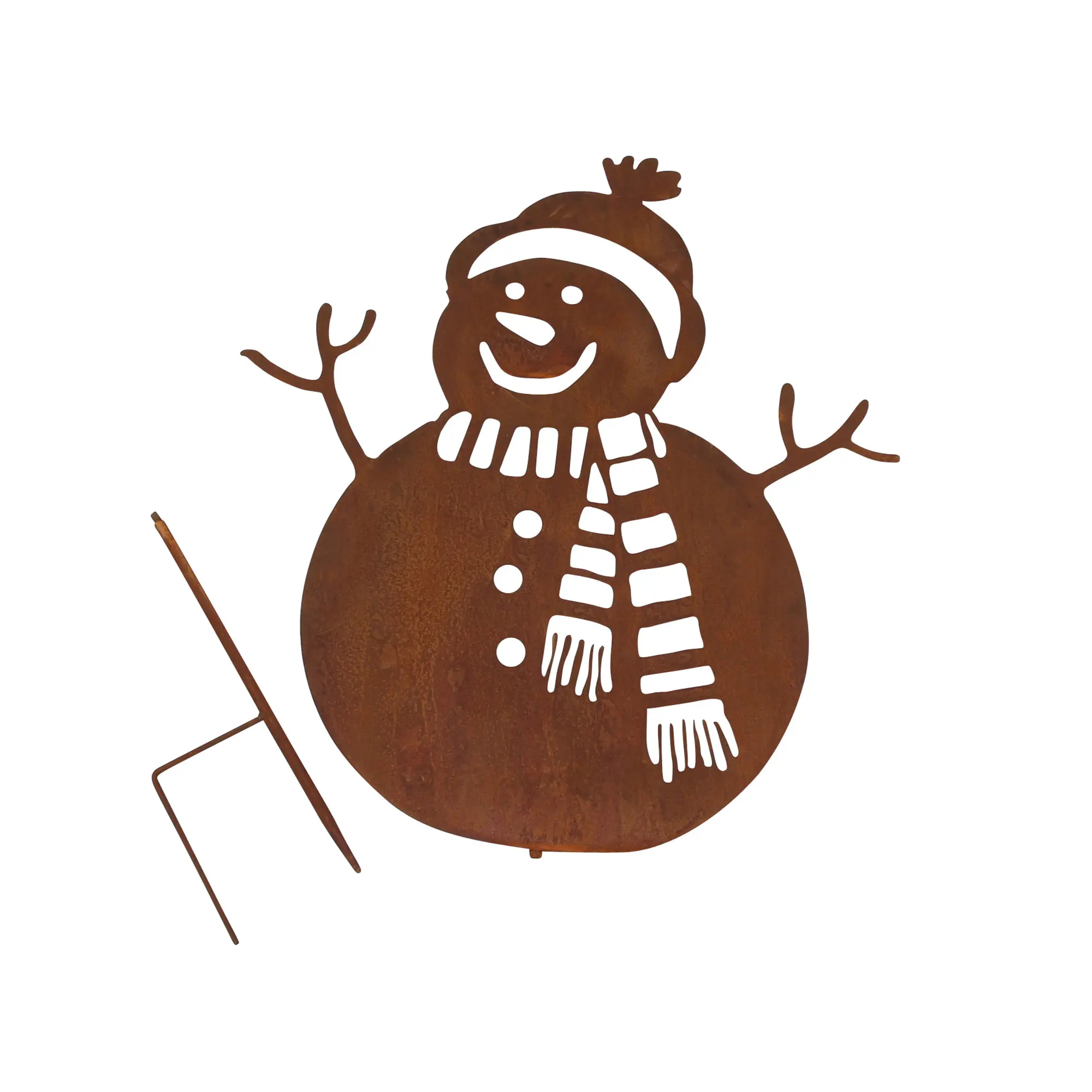 Gartenstecker "Schneemann"  im Frank Flechtwaren Online Shop für Rostdeko für Ihren Garten kaufen