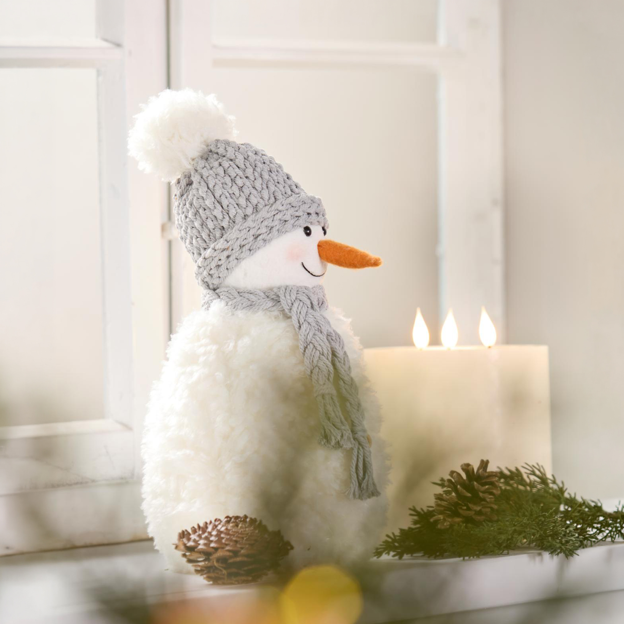 Deko-Schneemann "Fluffy"  im Frank Flechtwaren Online Shop für Weihnachtliche Dekofiguren kaufen