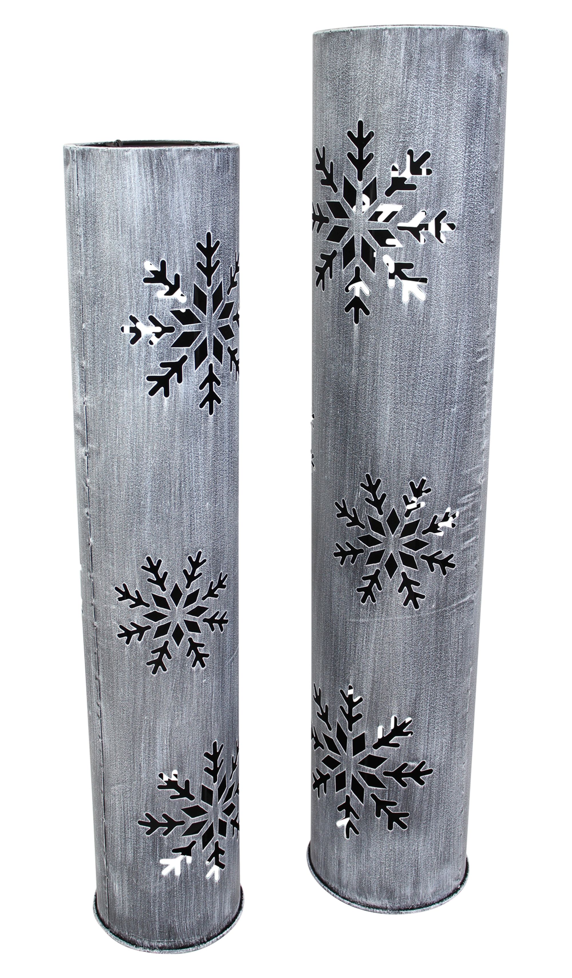 Windlichtsäule "Schneeflocke", 2er Set  im Frank Flechtwaren Online Shop für Weihnachtslichter kaufen