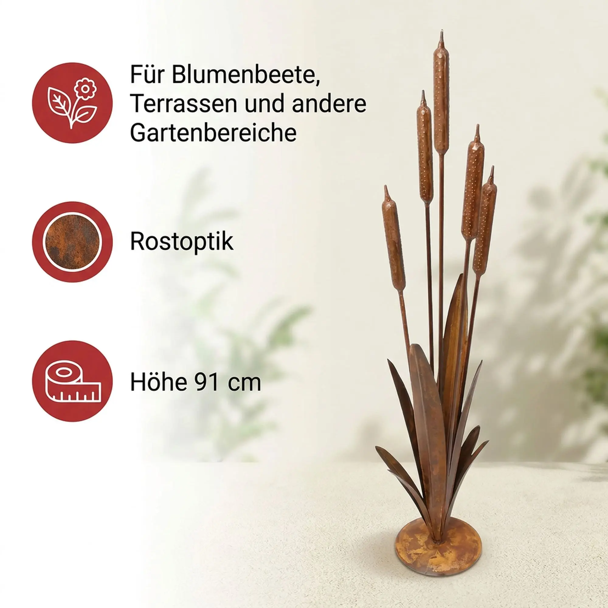 Gartendeko "Schilf"  im Frank Flechtwaren Online Shop für Rostdeko für Ihren Garten kaufen