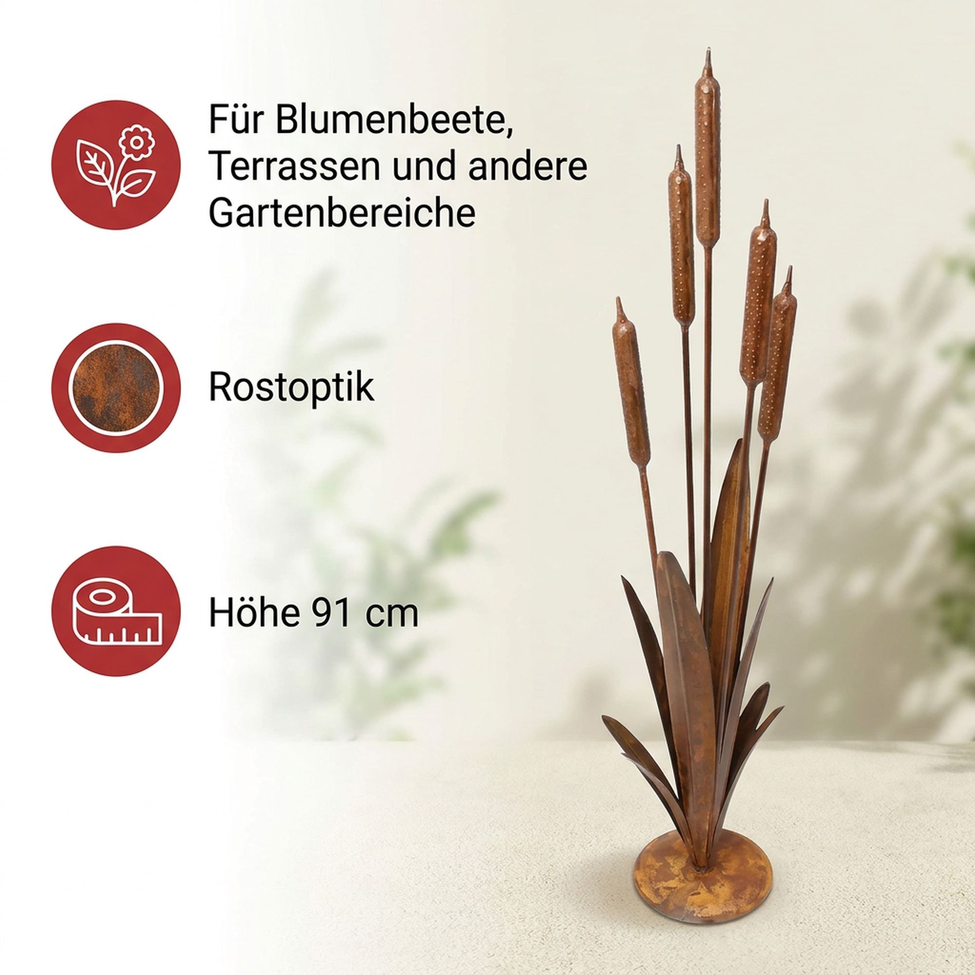 Gartendeko "Schilf"  im Frank Flechtwaren Online Shop für Rostdeko für Ihren Garten kaufen