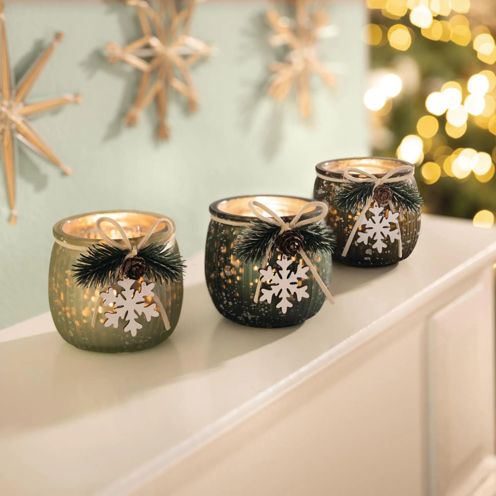 Teelichthalter "Green Shades", 3er Set  im Frank Flechtwaren Online Shop kaufen