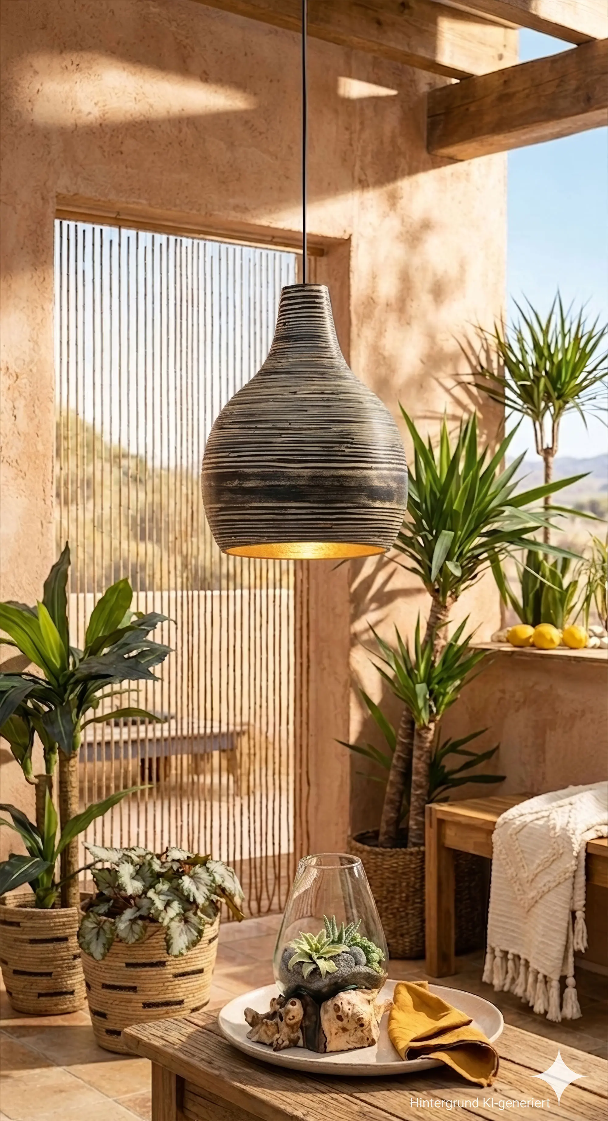 Pendelleuchte "Black Bamboo"  im Frank Flechtwaren Online Shop für Strandbar-Feeling kaufen