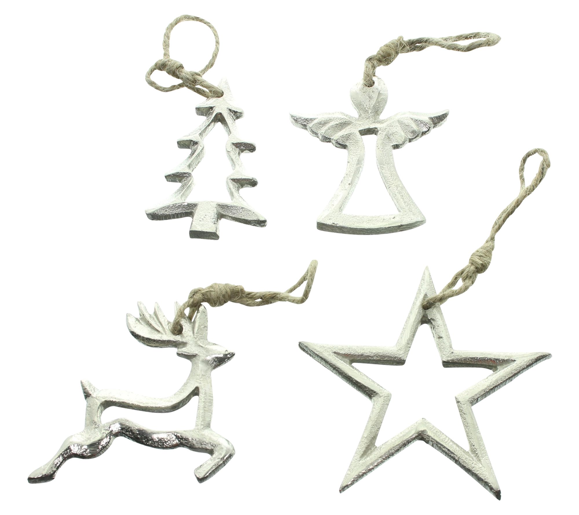 Hänger "Silberweihnacht", 4er Set  im Frank Flechtwaren Online Shop für Weihnachten kaufen