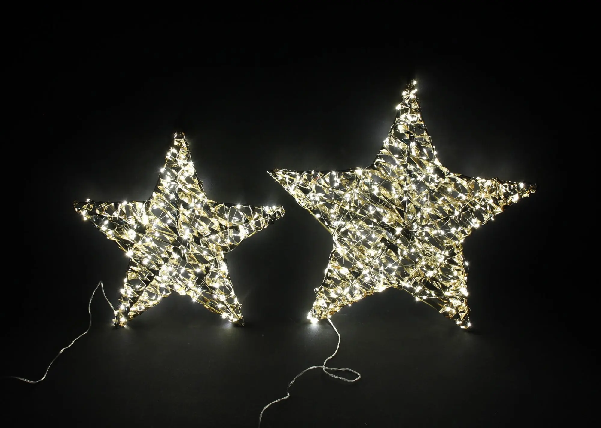 LED-Stern "Golden", 2er Set  im Frank Flechtwaren Online Shop für Gartenbeleuchtung kaufen