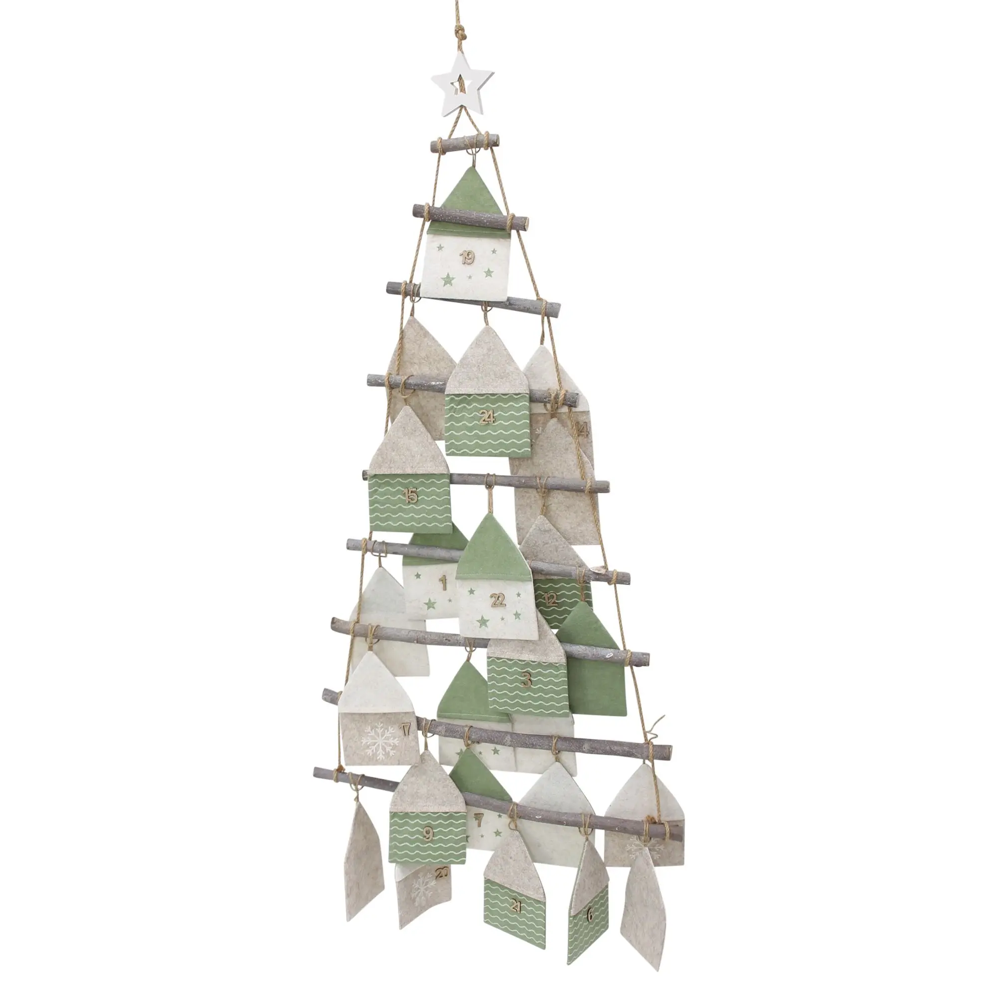 Adventskalender "Häuschen", 25tlg.  im Frank Flechtwaren Online Shop für Festlicher Look: Mint &amp; Weiß kaufen