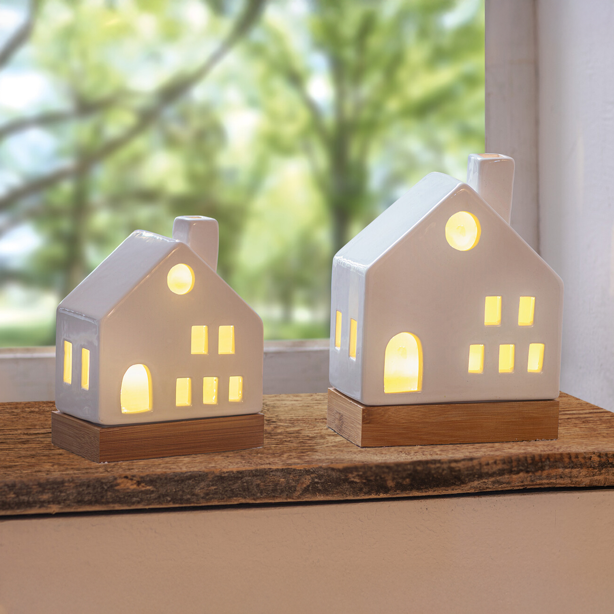 LED-Haus "White", 2er Set  im Frank Flechtwaren Online Shop für Ostern kaufen