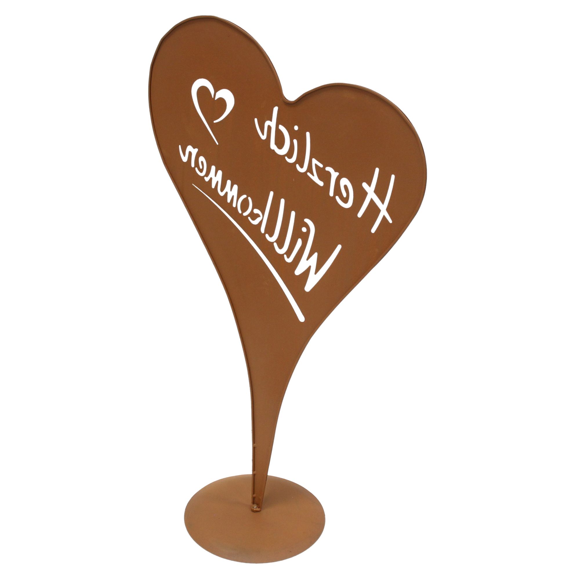 Herz "Herzlich Willkommen"  im Frank Flechtwaren Online Shop für Gartendeko kaufen