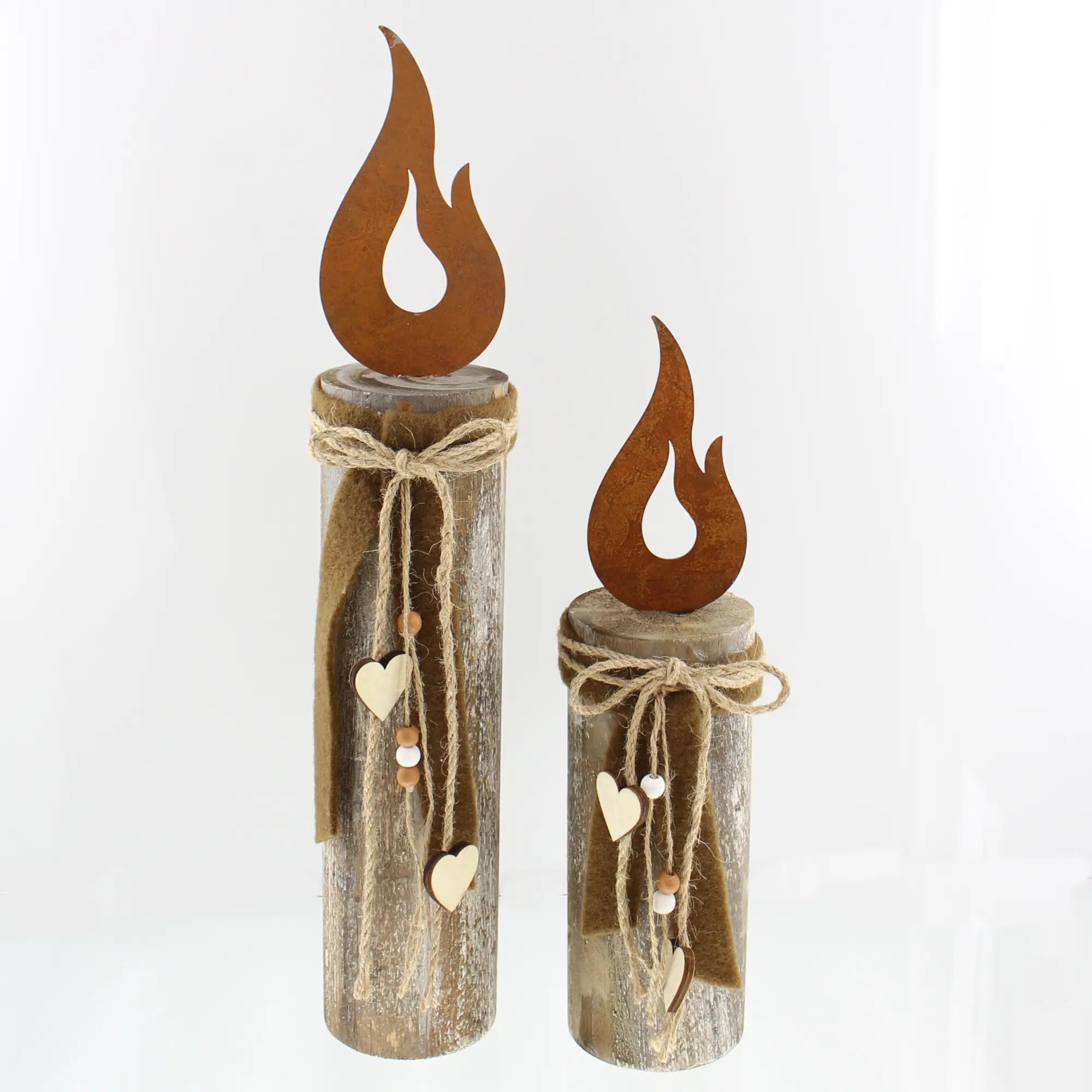 Säule "Flammendes Herz", 2er Set  im Frank Flechtwaren Online Shop für Dekosäulen kaufen
