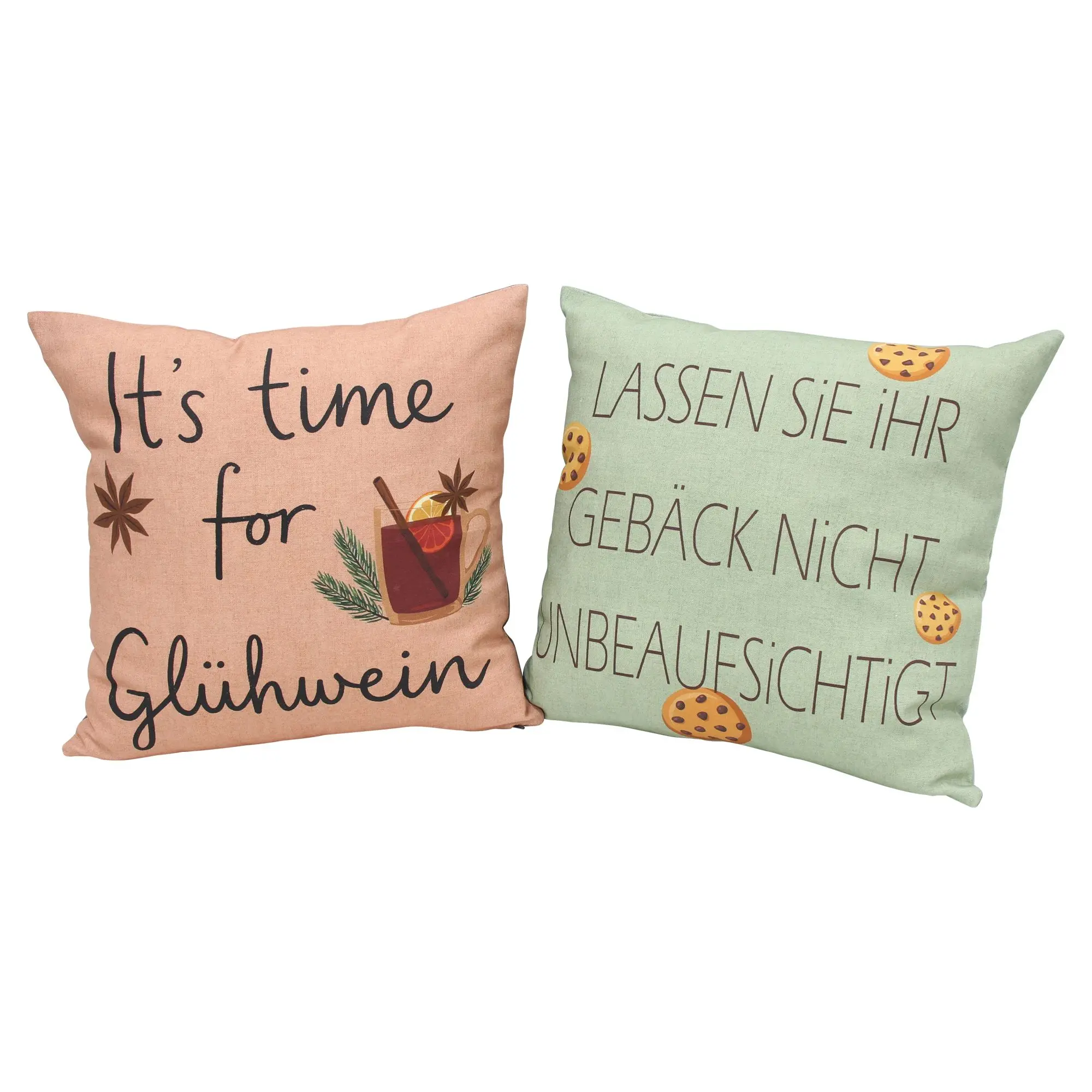 Kissenhülle "Glühwein &amp; Cookies", 2er Set  im Frank Flechtwaren Online Shop für Weihnachtliche Kissen &amp; Kissenhüllen kaufen