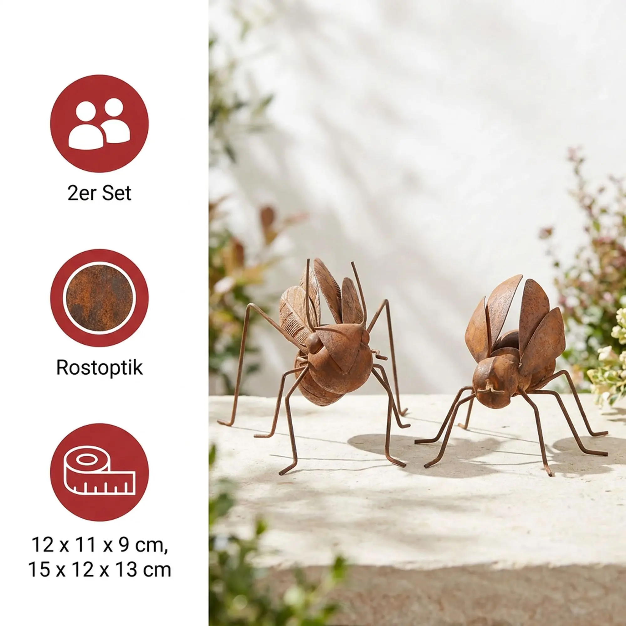 Gartenfigur "Insekten", 2er Set  im Frank Flechtwaren Online Shop für Rostdeko für Ihren Garten kaufen