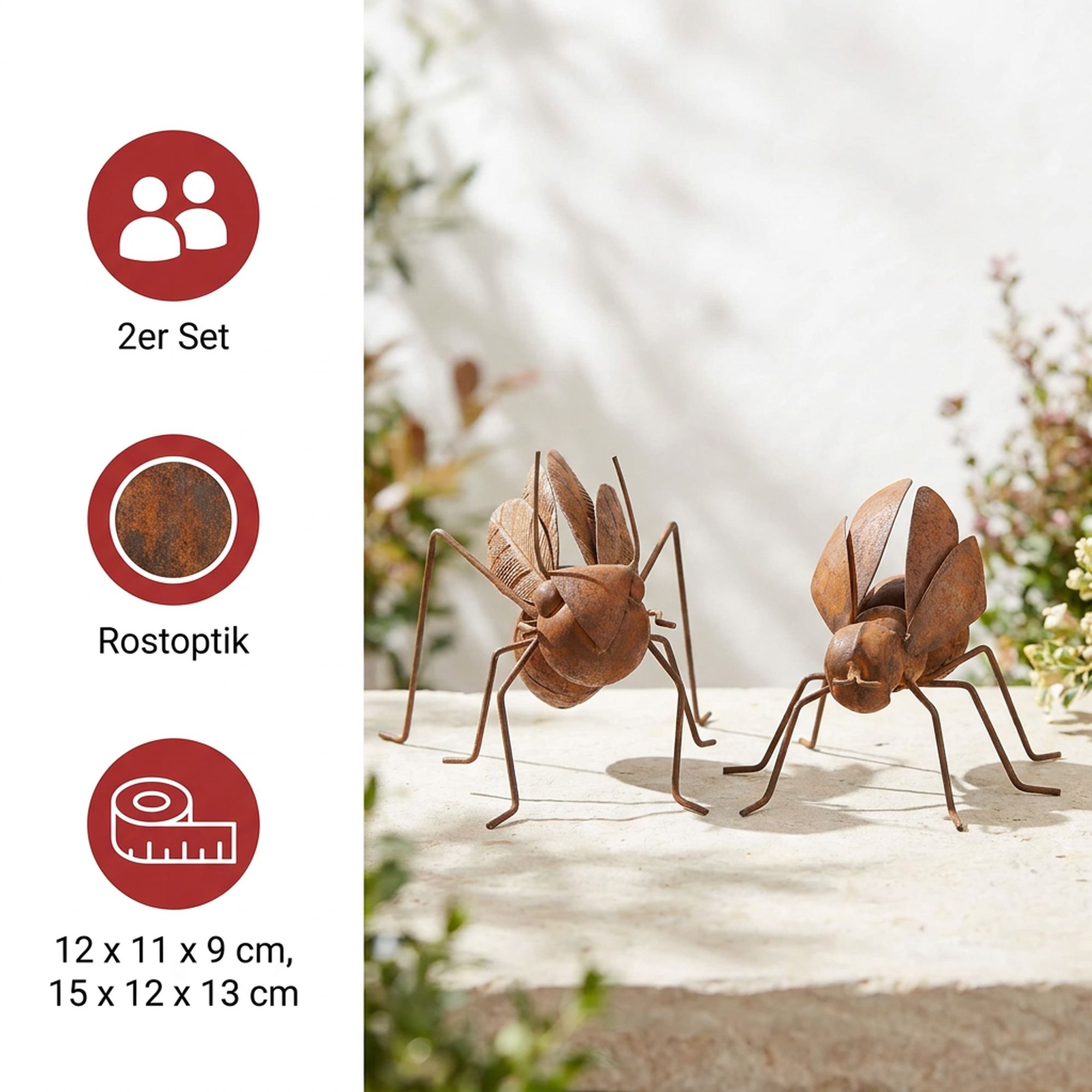 Gartenfigur "Insekten", 2er Set  im Frank Flechtwaren Online Shop für Rostdeko für Ihren Garten kaufen