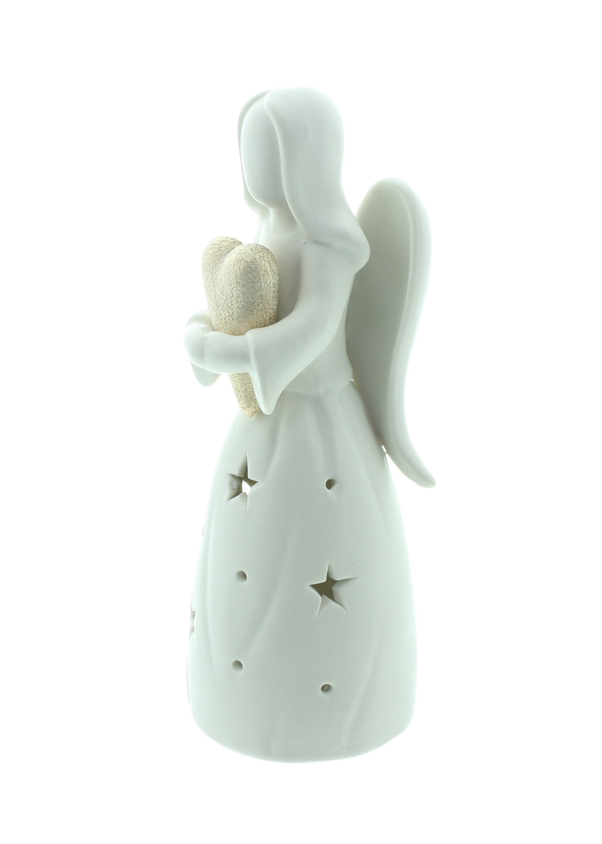 LED-Engel "Goldenes Herz"  im Frank Flechtwaren Online Shop für Engel kaufen