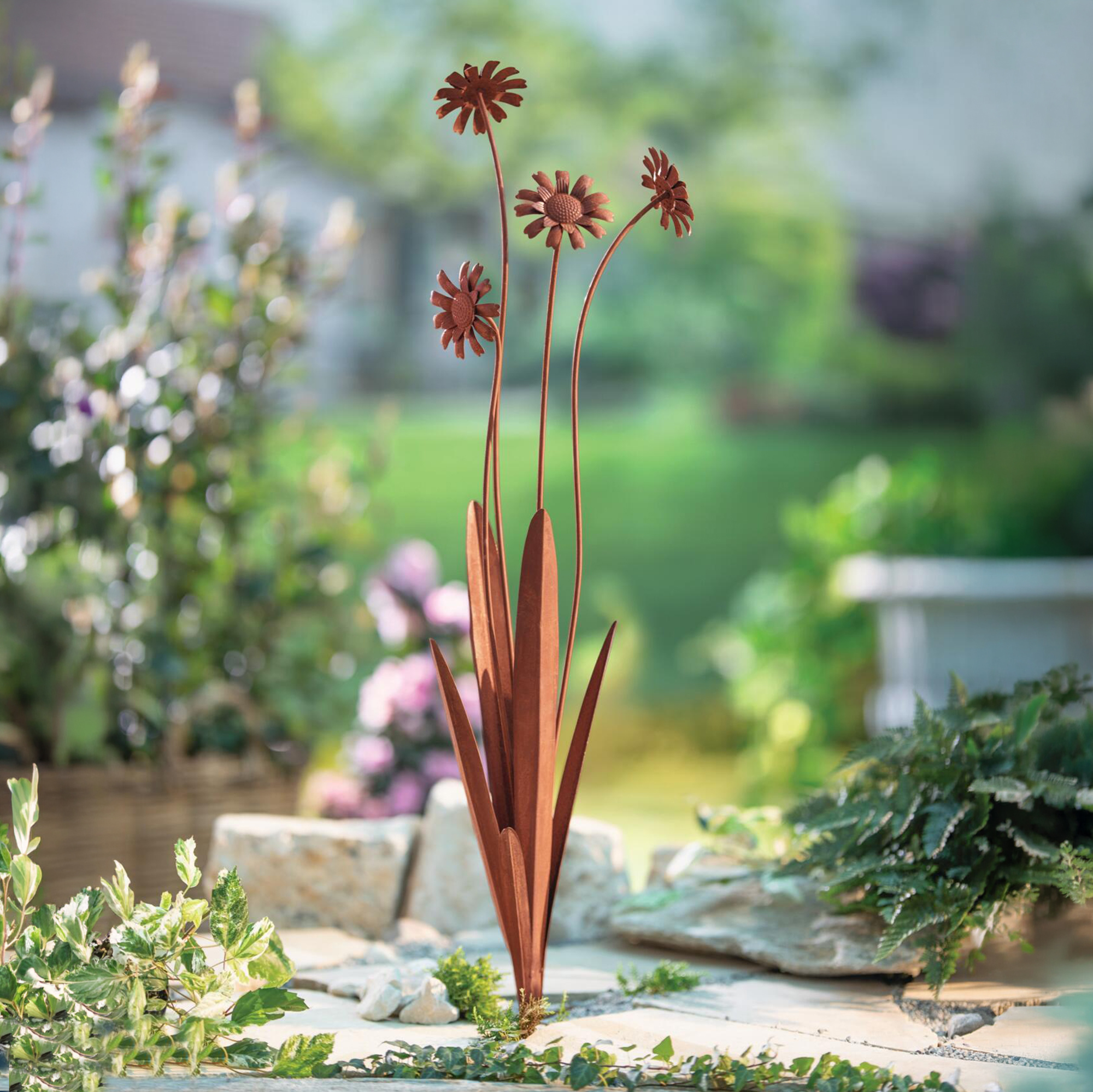 Gartenstecker "Rostblumen"  im Frank Flechtwaren Online Shop kaufen