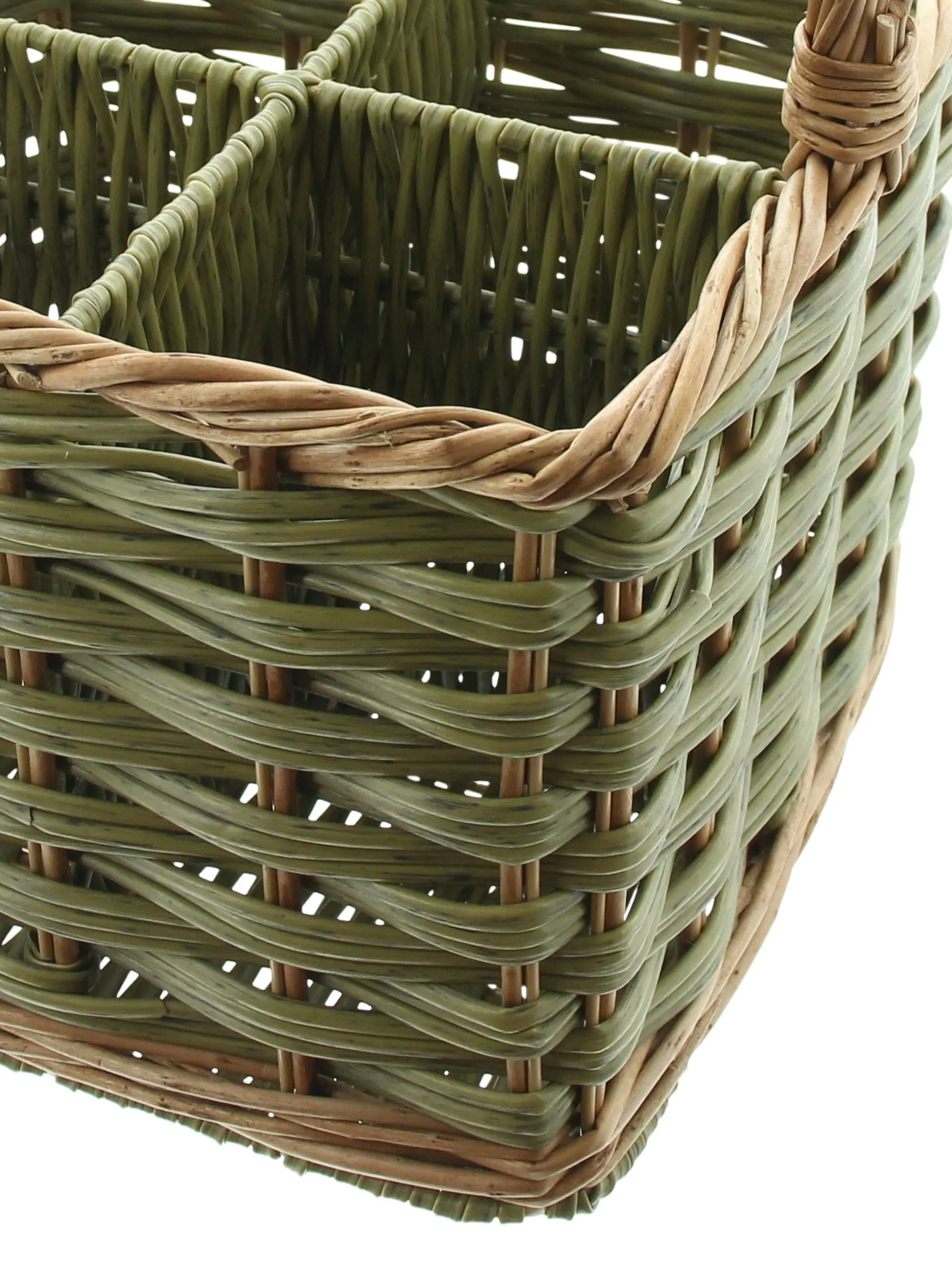 Flaschenkorb "Washed Green", für 4 Flaschen  im Frank Flechtwaren Online Shop für Flaschenkörbe kaufen