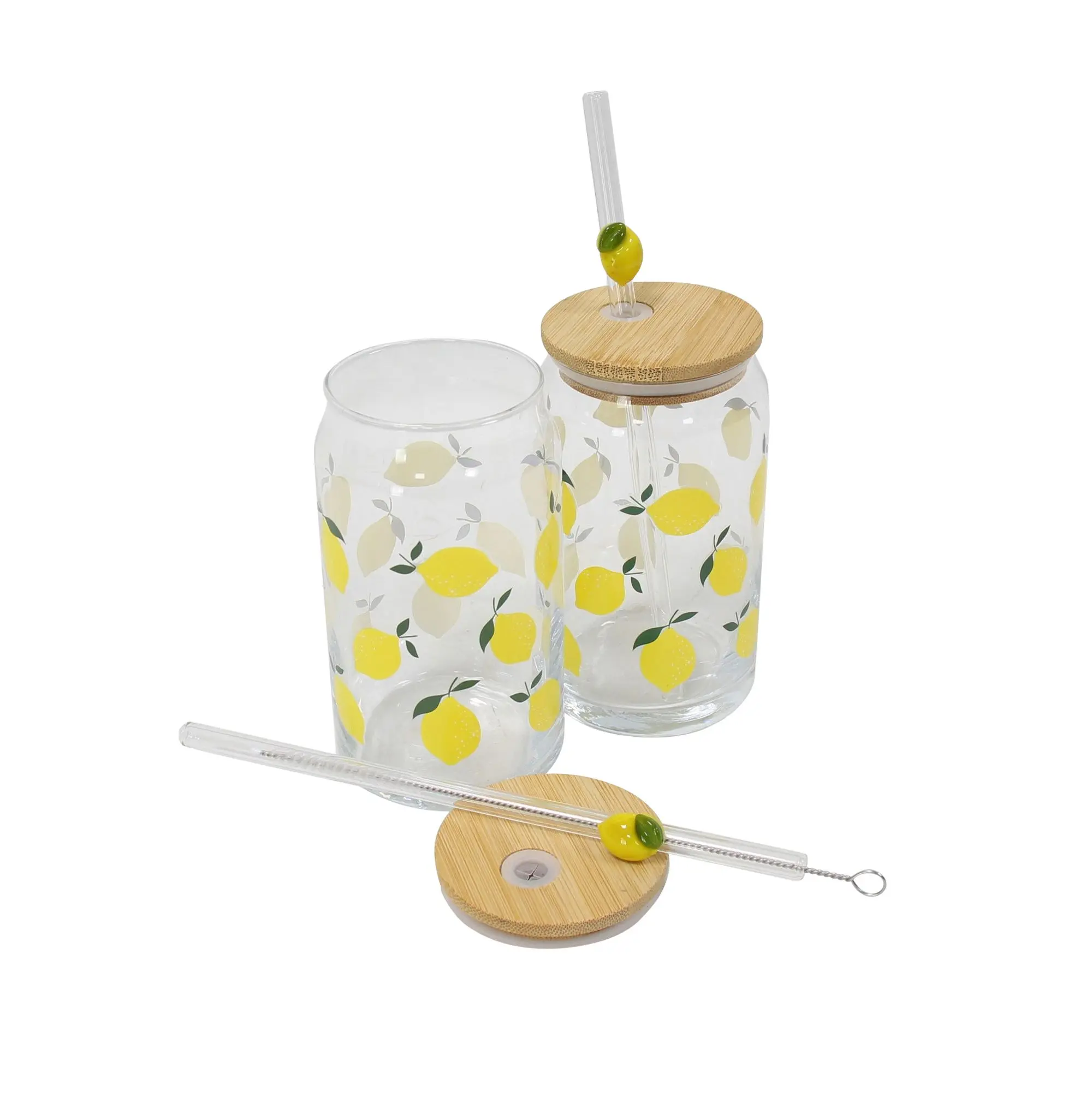 Trinkglas "Zitrone" mit Strohhalm, 2er Set  im Frank Flechtwaren Online Shop für Lemon Sorbet kaufen