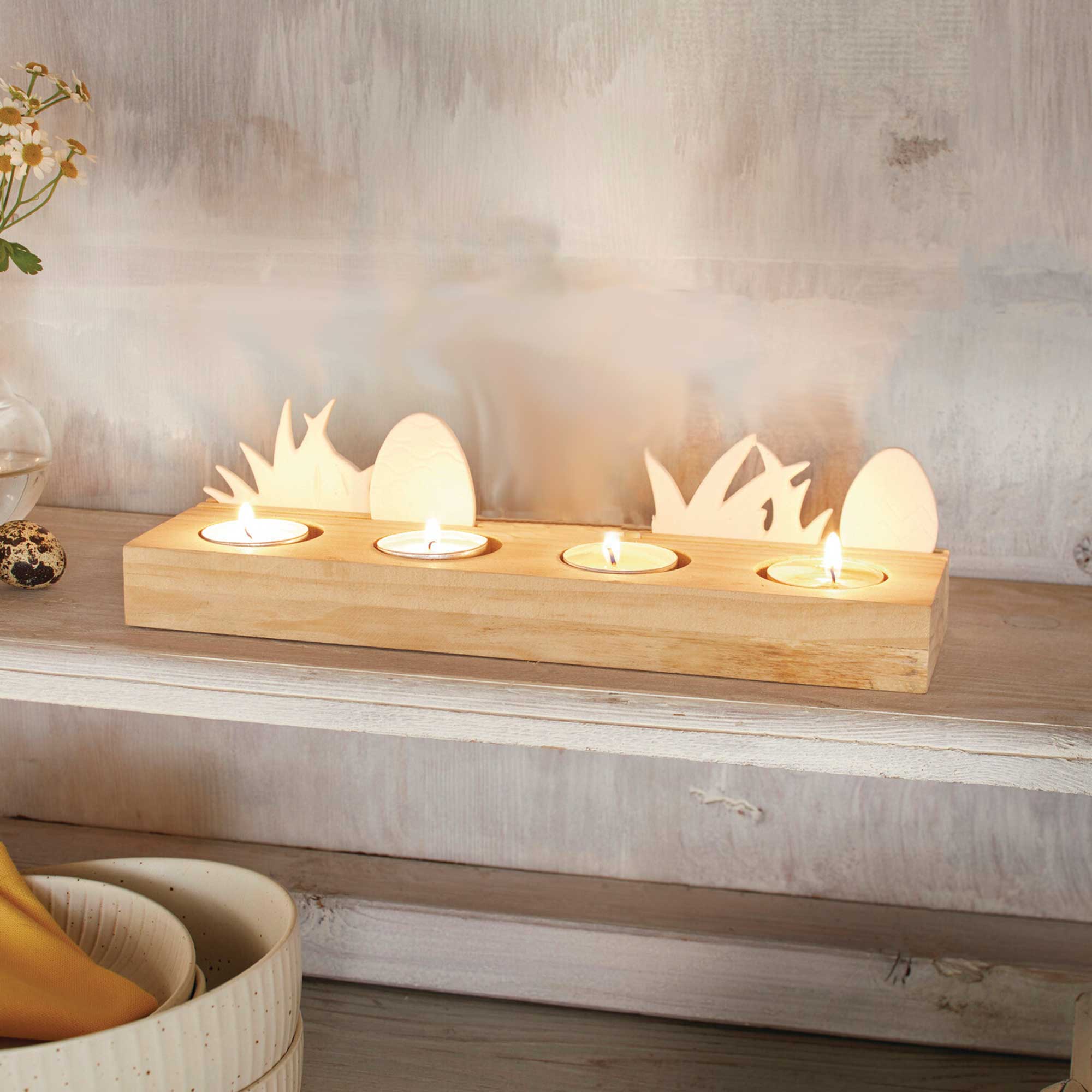 Teelichthalter "Osterwiese"  im Frank Flechtwaren Online Shop für Osterlichter kaufen