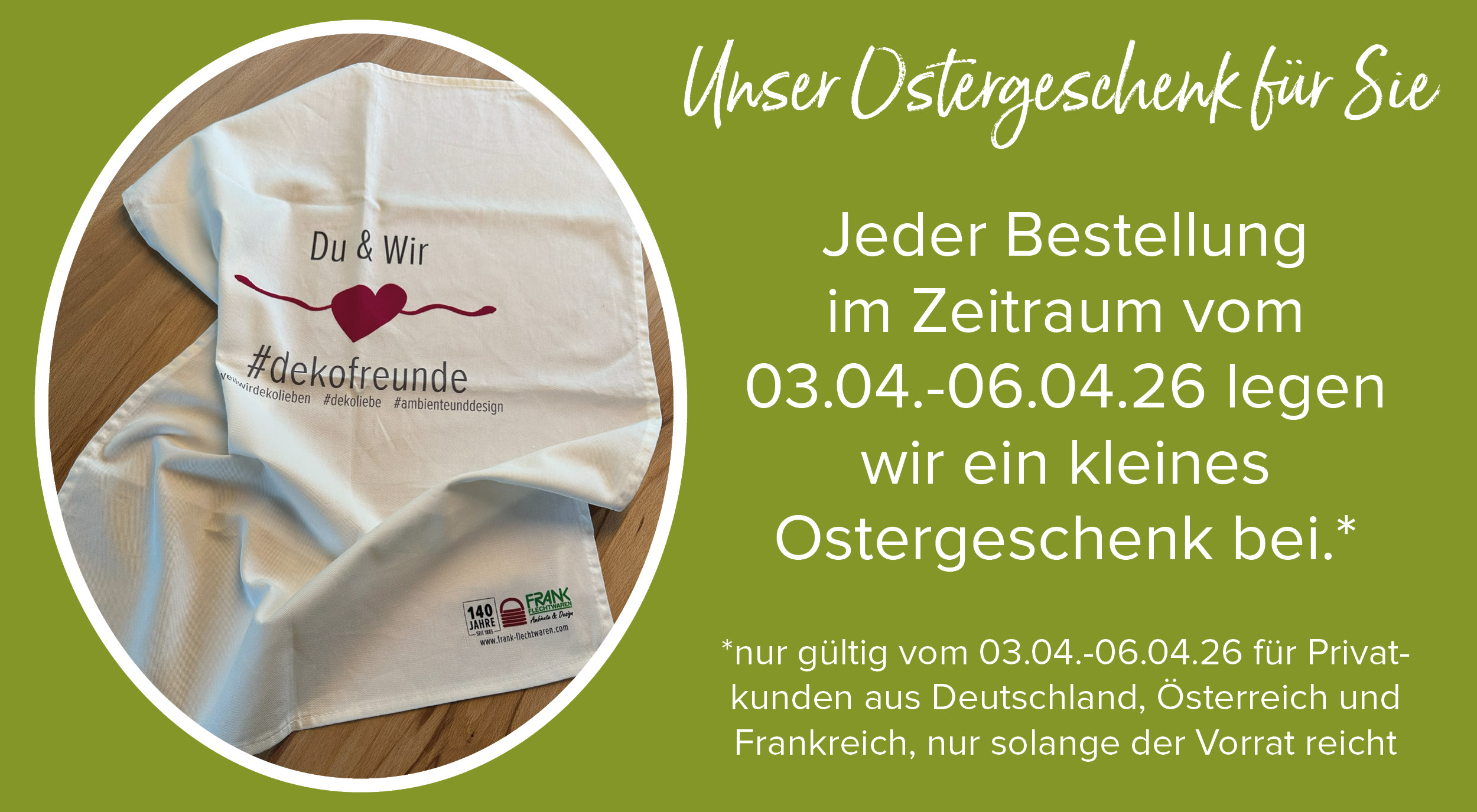Ostergeschenk: Stofftasche mit Herzmotiv als kleines Dankeschön zur Bestellung