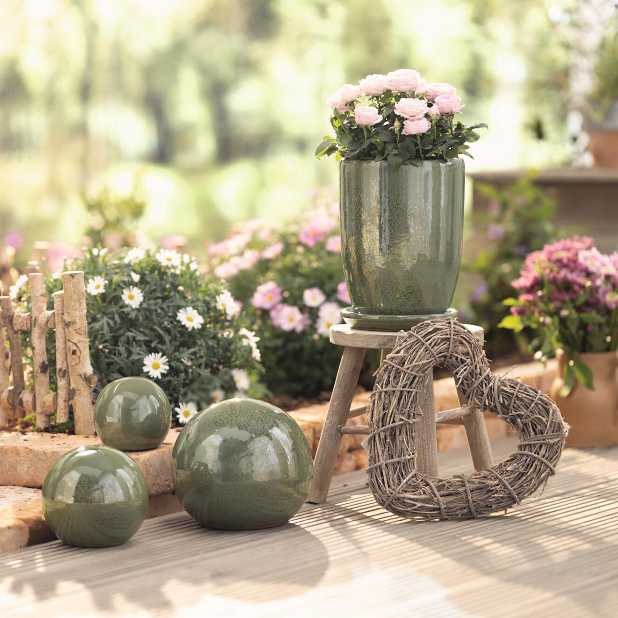 Dekokugel "Olive Garden", 3er Set  im Frank Flechtwaren Online Shop für Dekokugeln kaufen