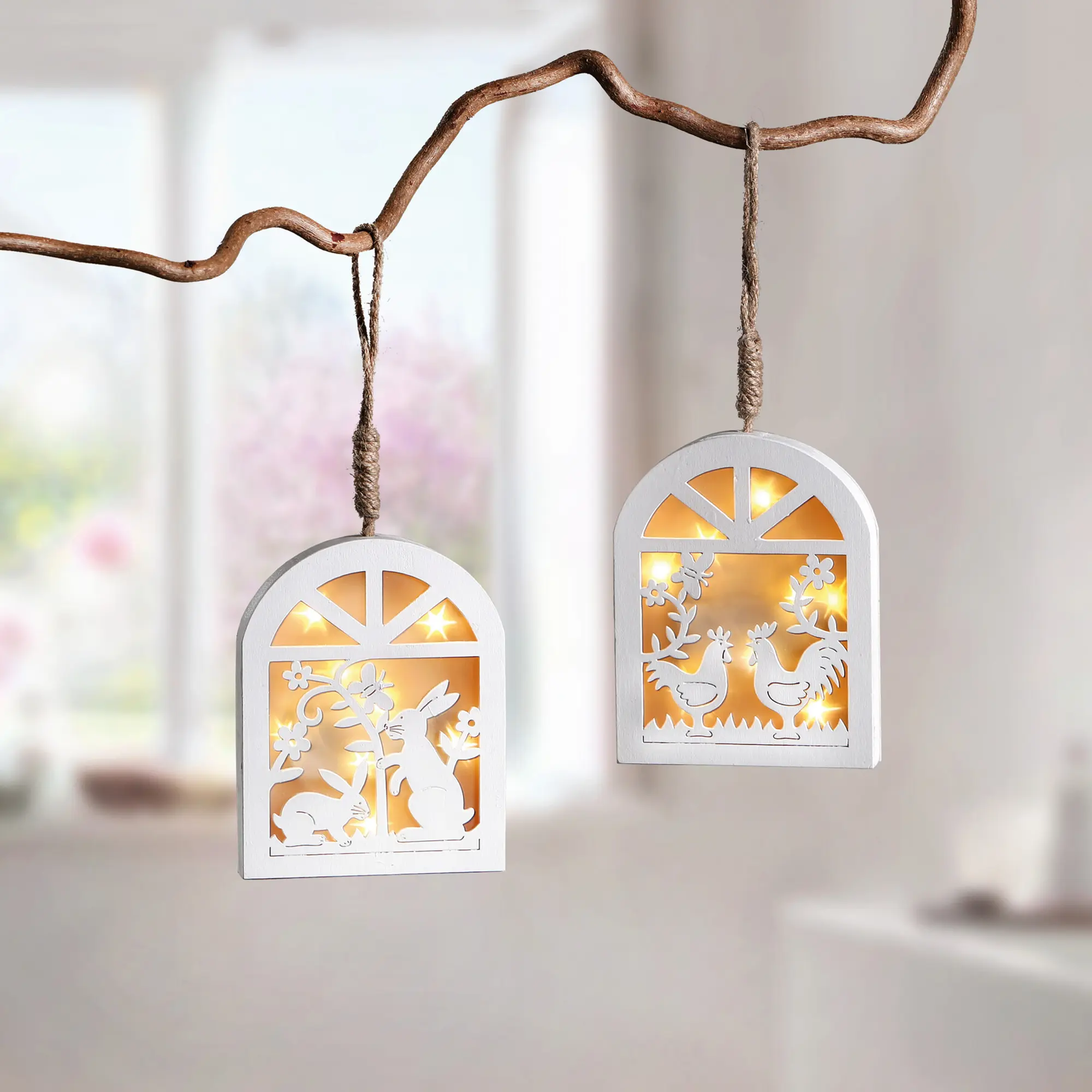 LED-Hänger "Frühling", 2er Set  im Frank Flechtwaren Online Shop für Ostern kaufen