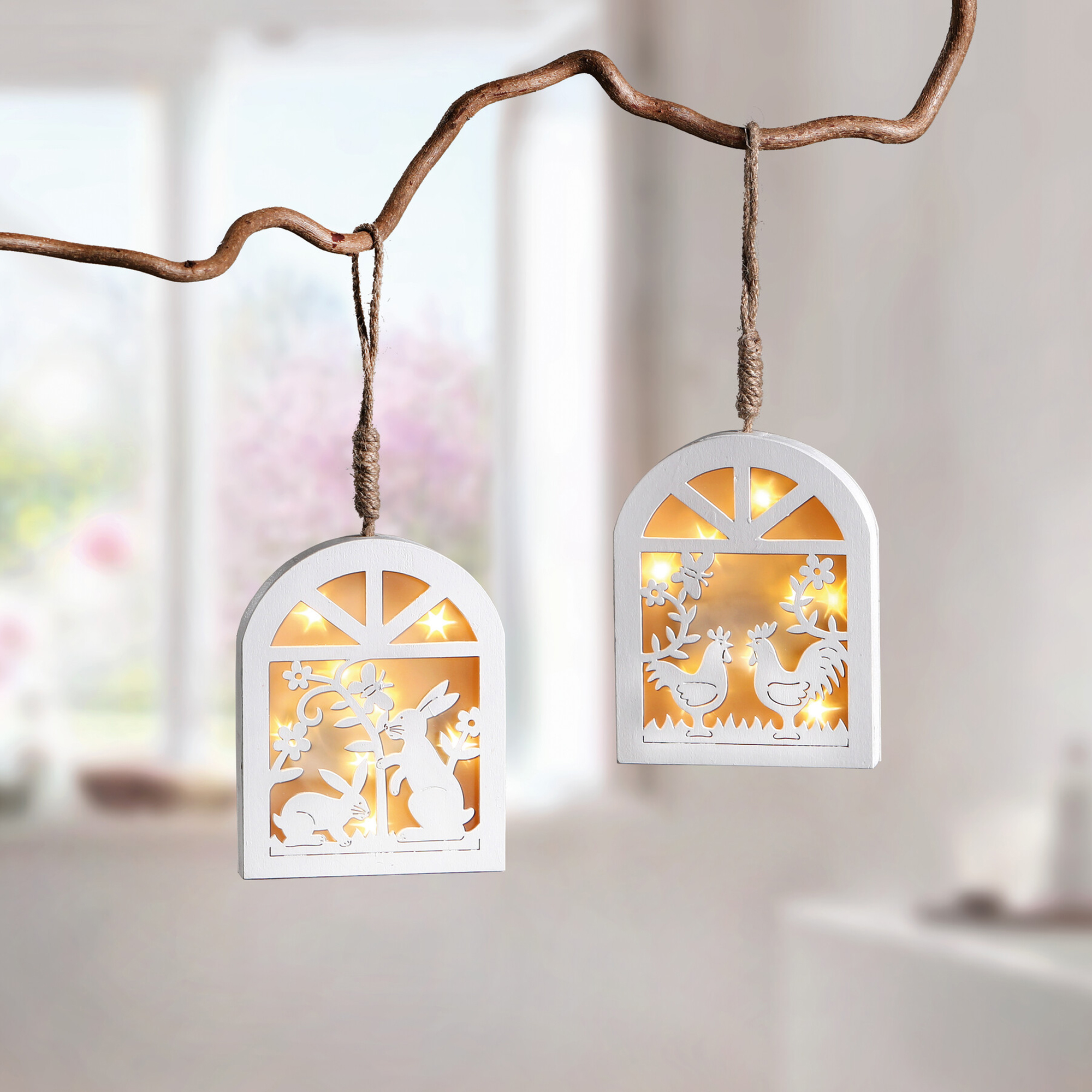 LED-Hänger "Frühling", 2er Set  im Frank Flechtwaren Online Shop kaufen