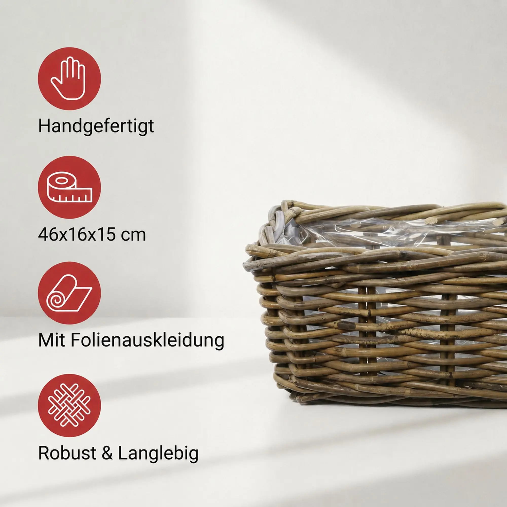 Pflanzkasten "Rattan", klein  im Frank Flechtwaren Online Shop für Pflanzkörbe kaufen