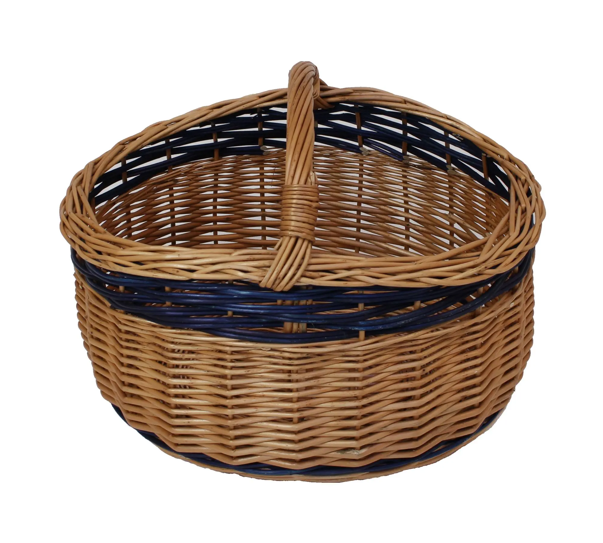 Einkaufskorb "Natur/Blau"  im Frank Flechtwaren Online Shop für Einkaufskörbe kaufen