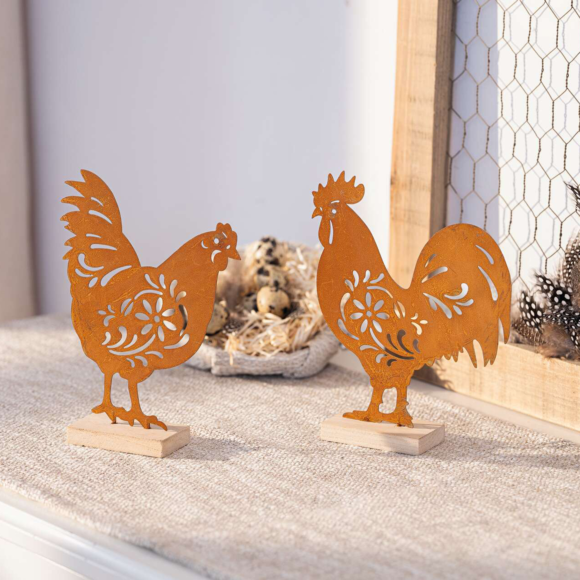 Figur "Huhn &amp; Hahn", 2er Set  im Frank Flechtwaren Online Shop kaufen