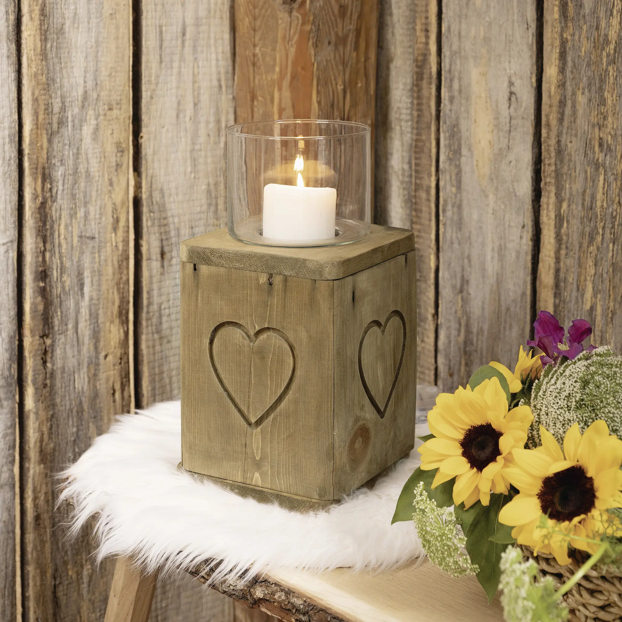 Windlichtsäule "Herz"  im Frank Flechtwaren Online Shop kaufen