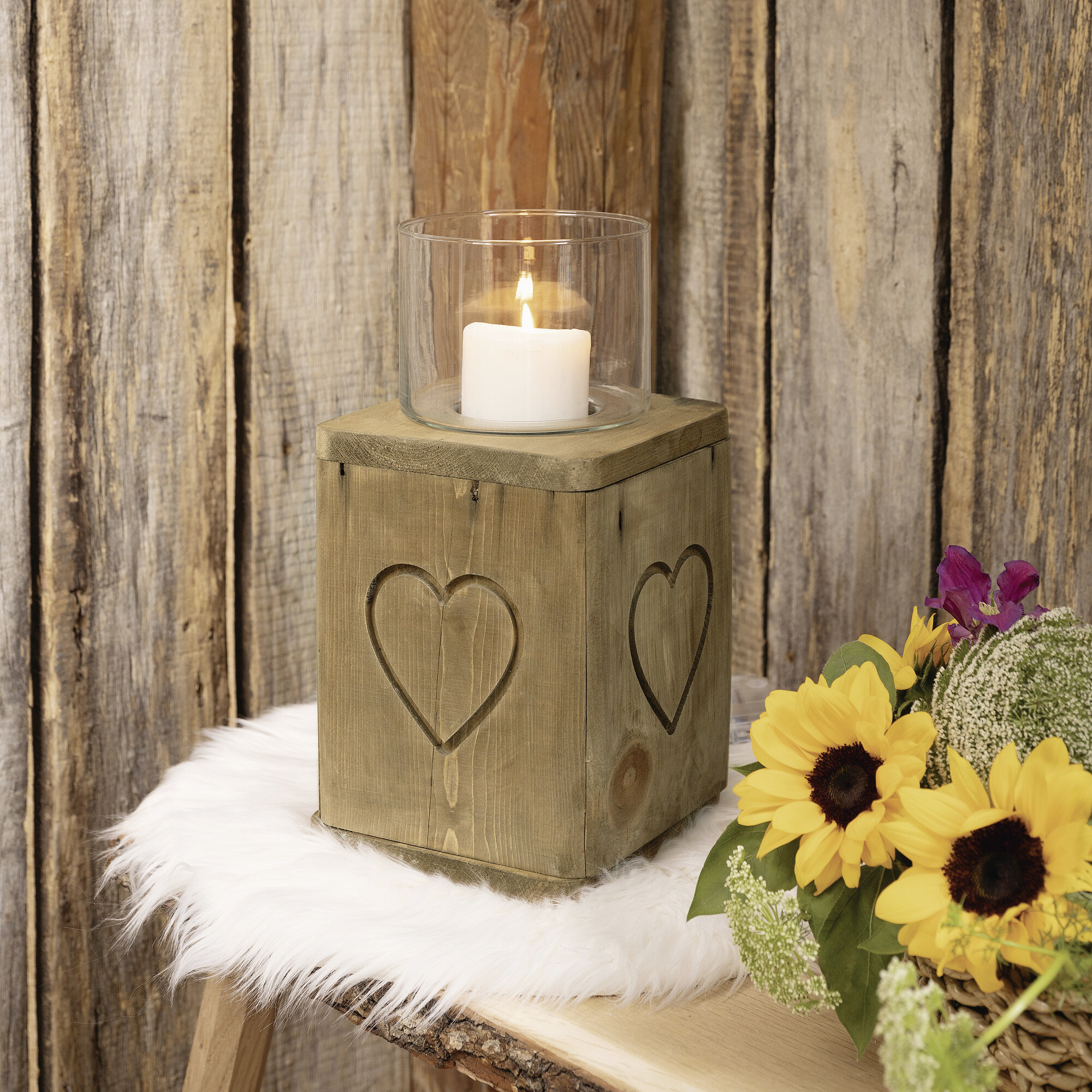 Windlichtsäule "Herz"  im Frank Flechtwaren Online Shop kaufen