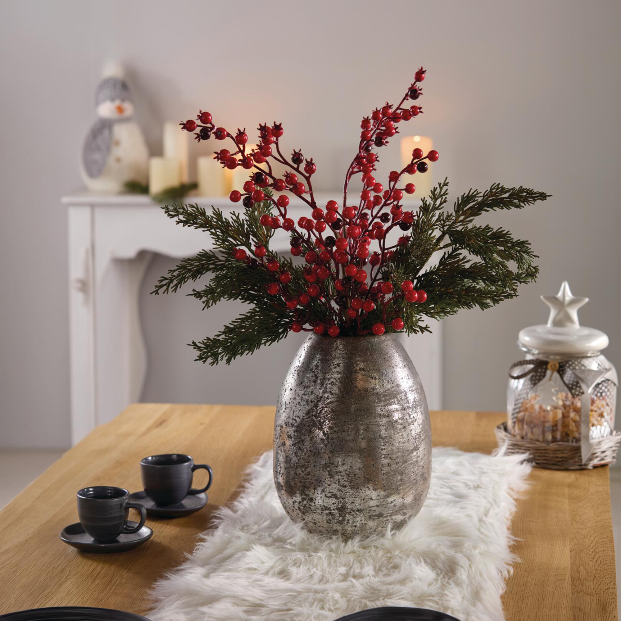 Deko-Zweig "Rote Beeren", 2er Set  im Frank Flechtwaren Online Shop für Gestecke kaufen