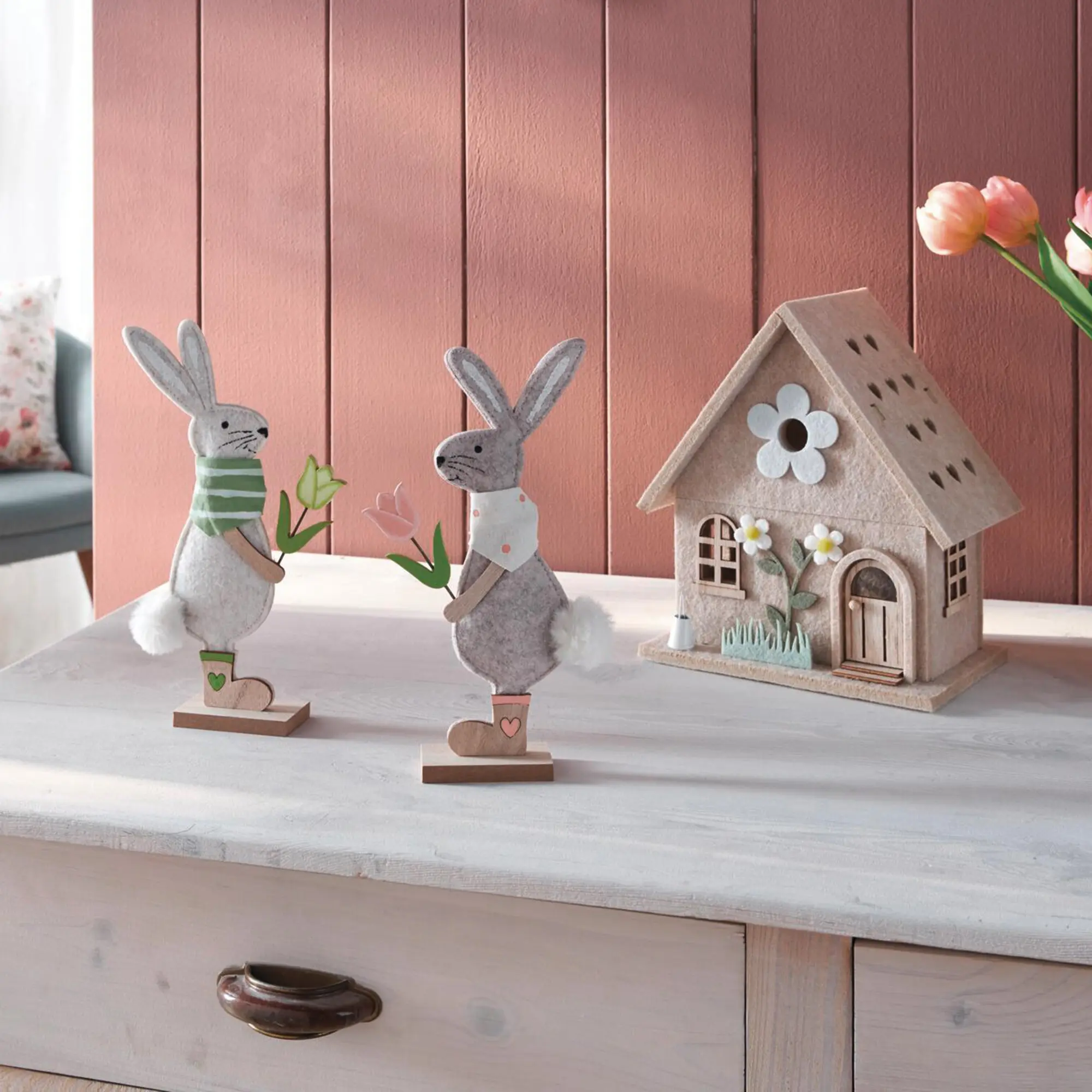 Hase "Blumenpaar", 2er Set  im Frank Flechtwaren Online Shop für Hasen &amp; Co kaufen