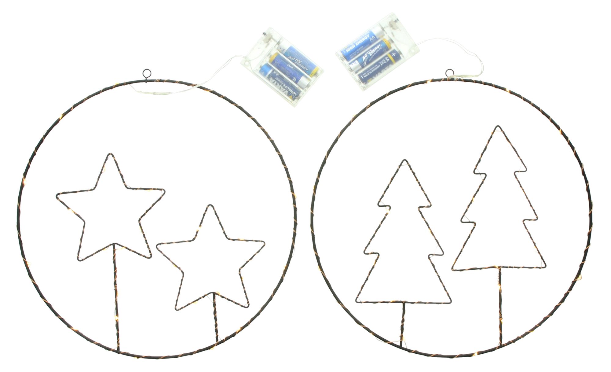 LED-Hänger "Sterne &amp; Tannen", 2er Set  im Frank Flechtwaren Online Shop für Dekohänger  kaufen