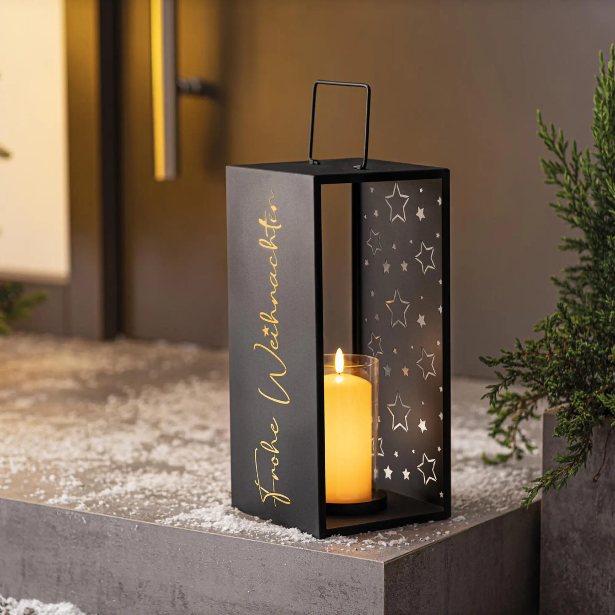 Laterne "Frohe Weihnachten"  im Frank Flechtwaren Online Shop kaufen