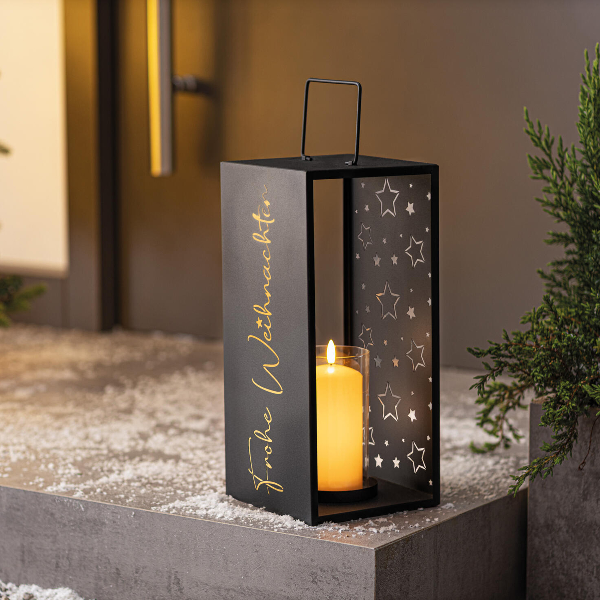 Laterne "Frohe Weihnachten"  im Frank Flechtwaren Online Shop kaufen