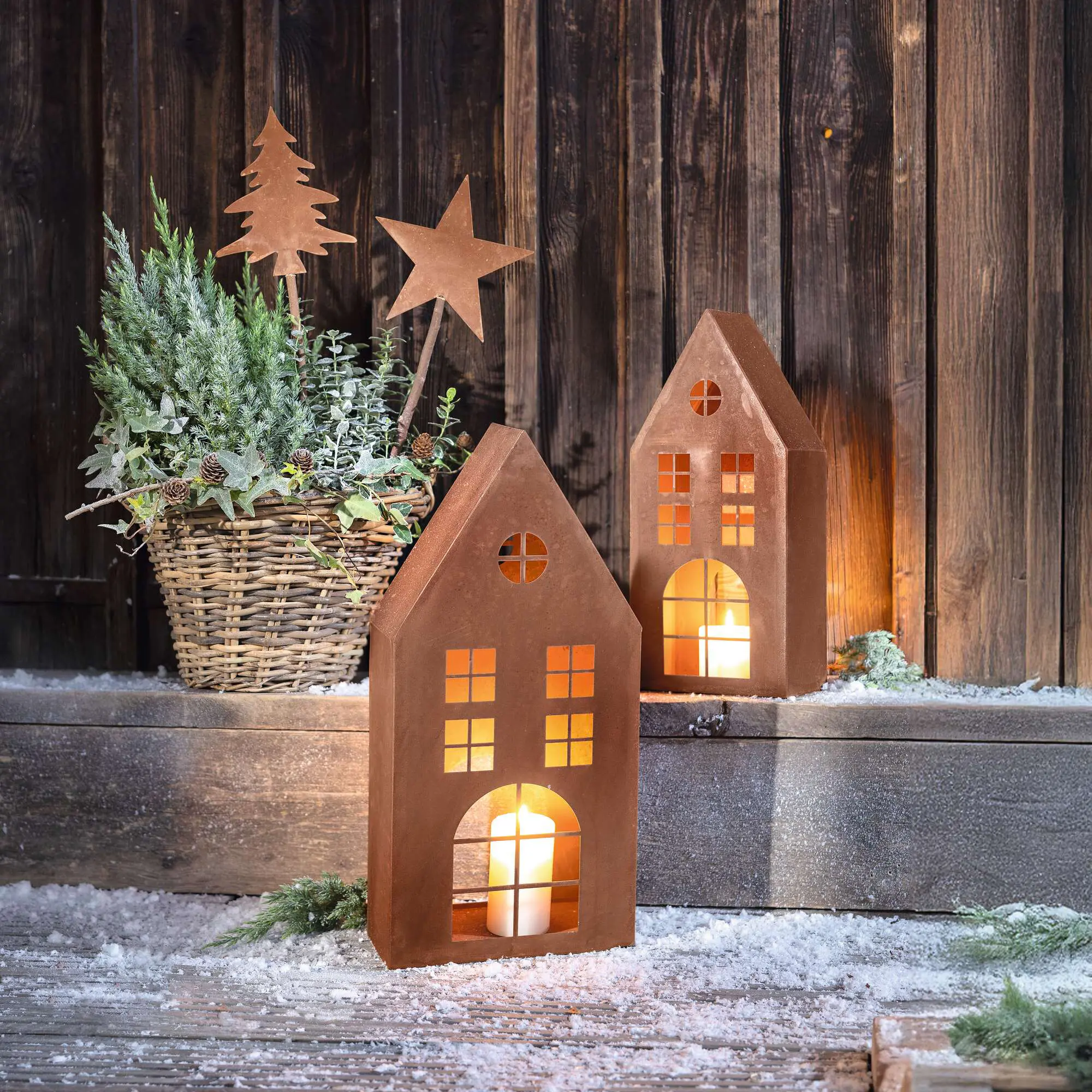 Haus "Rost", 2er Set  im Frank Flechtwaren Online Shop für Ostern kaufen