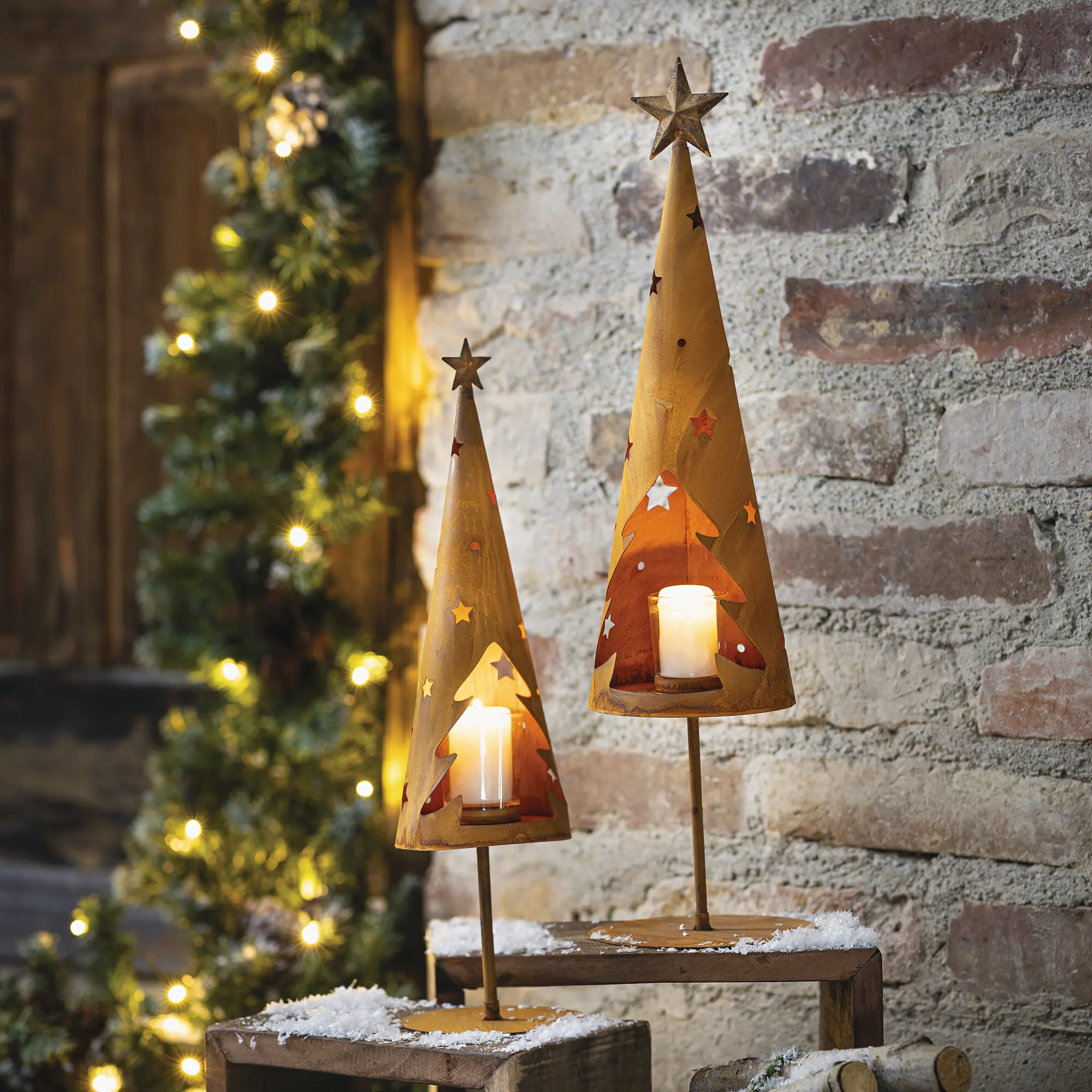 Windlicht "Tanne", 2er Set  im Frank Flechtwaren Online Shop kaufen