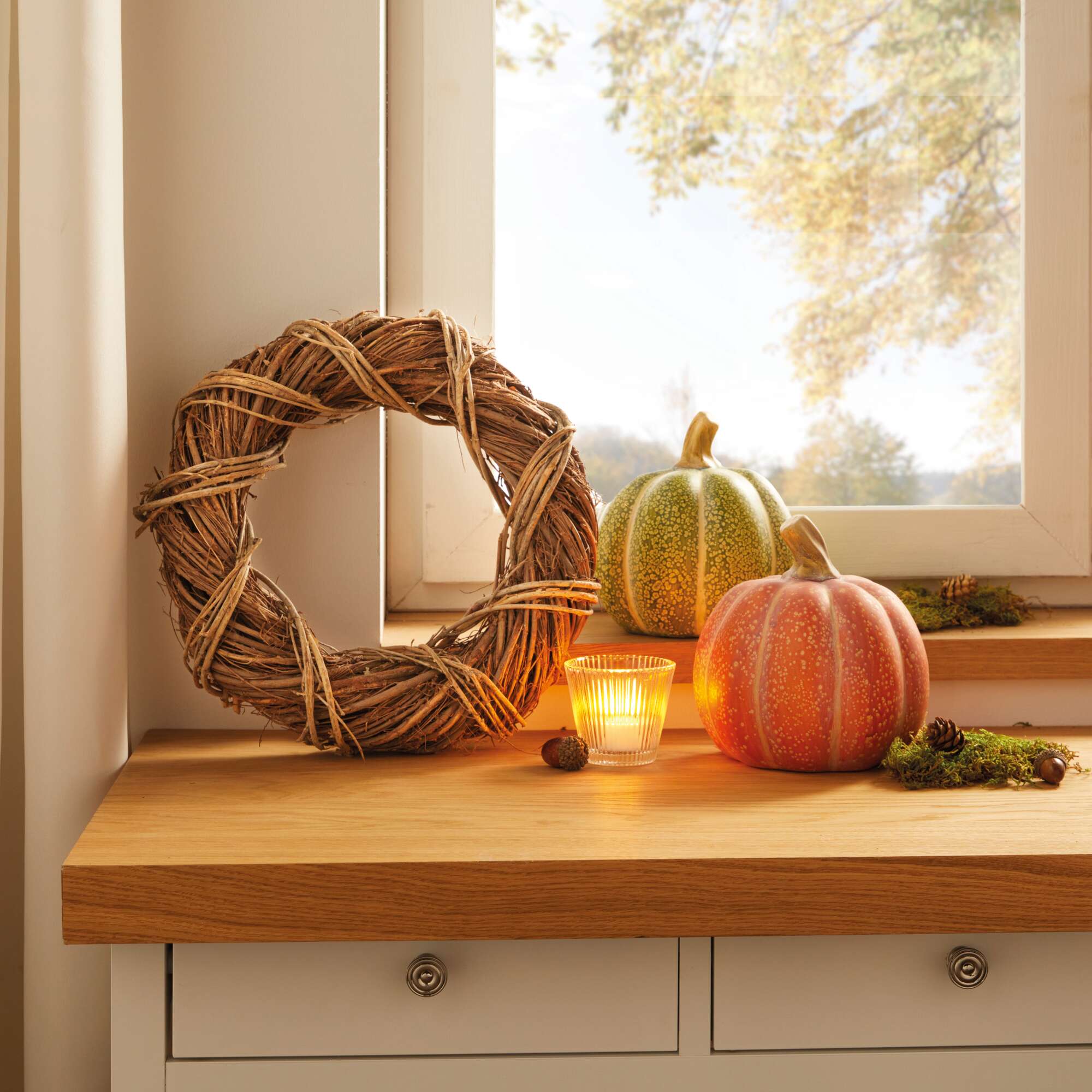 Kürbis "Orange &amp; Grün", 2er Set  im Frank Flechtwaren Online Shop für Titelserie Herbst/Winter kaufen