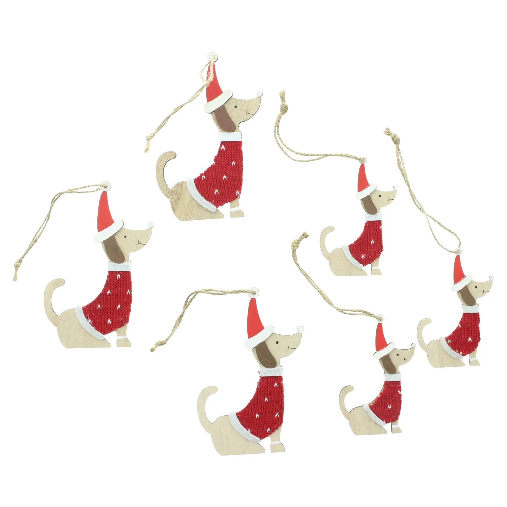 Deko-Hänger "Weihnachtsdackel", 6er Set  im Frank Flechtwaren Online Shop für Auf den Dackel gekommen kaufen