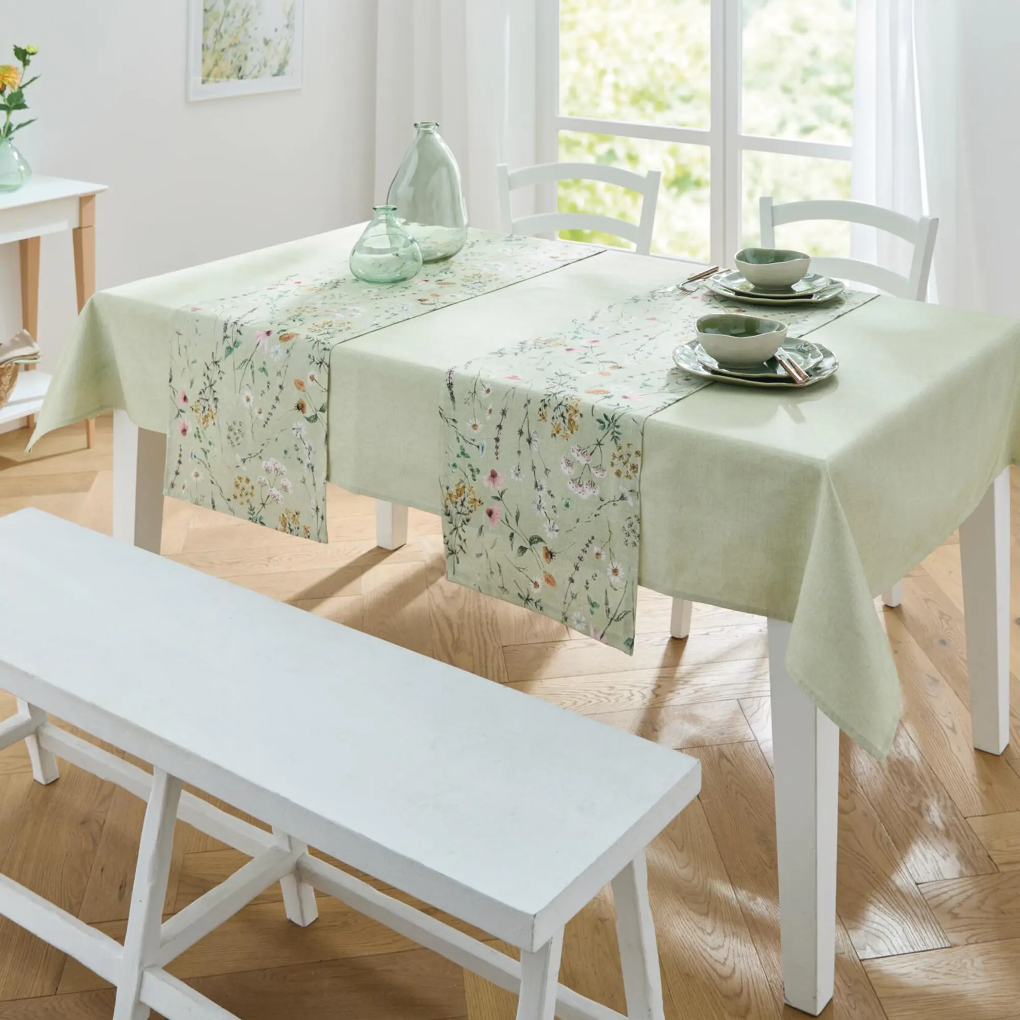 Tafeldecke "Pastellgrün"  im Frank Flechtwaren Online Shop für Tafeldecken kaufen