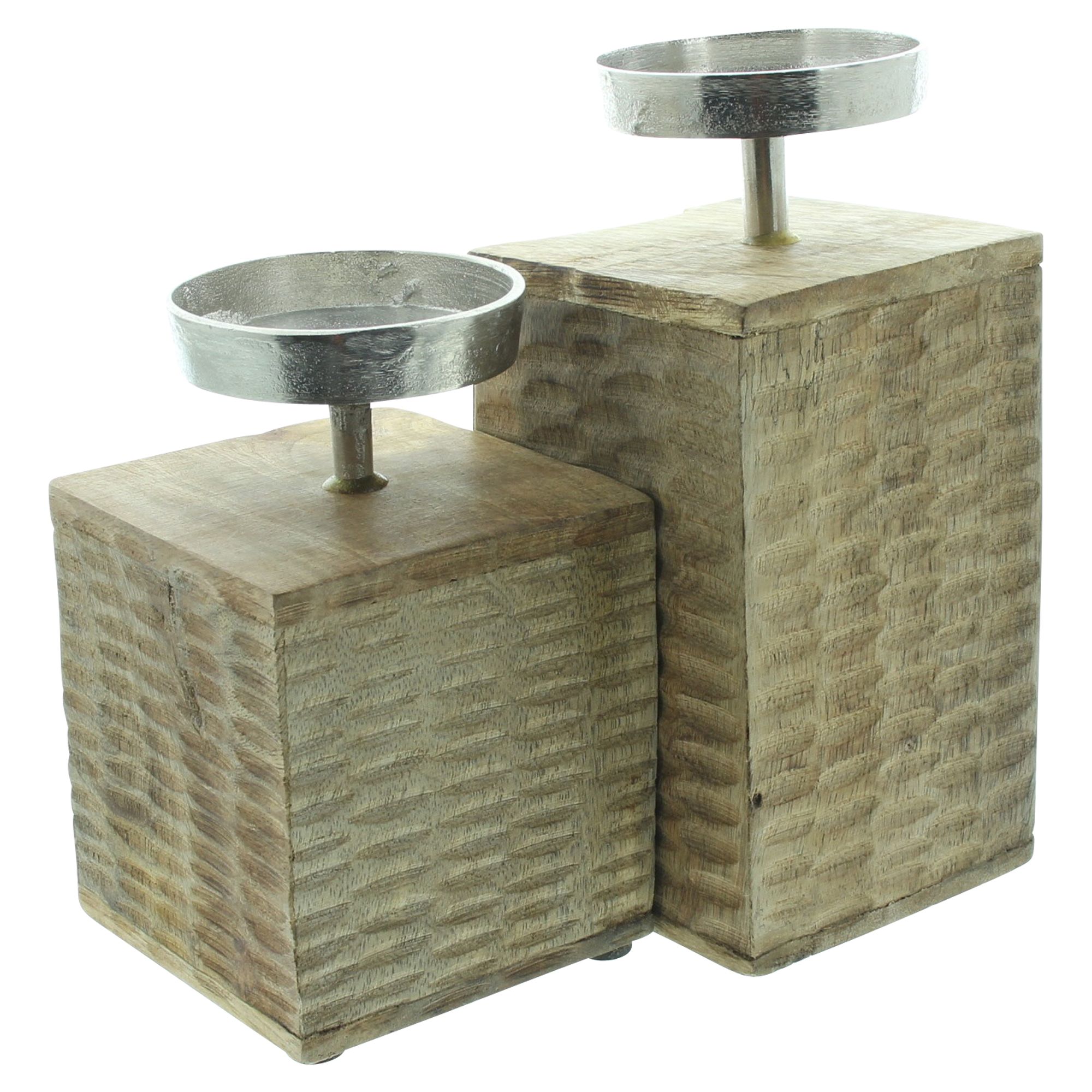 Kerzenhalter "Holzsäule", 2er Set  im Frank Flechtwaren Online Shop für Kerzenhalter kaufen