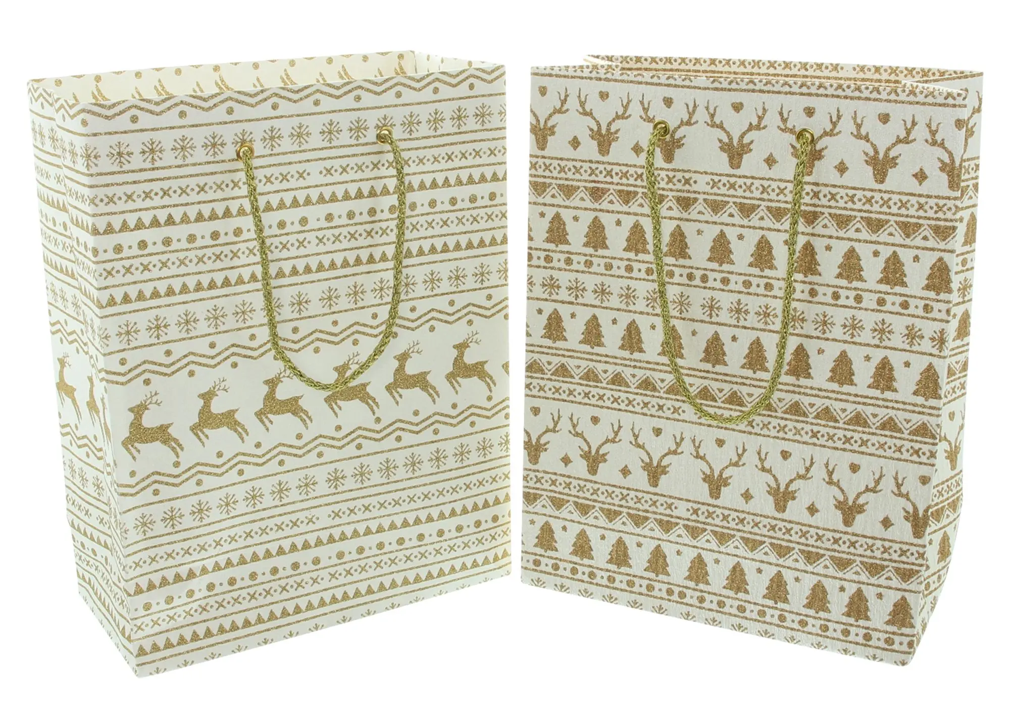 Geschenktasche "Gold &amp; White", 2er Set  im Frank Flechtwaren Online Shop für Geschenktaschen &amp; -säckchen kaufen