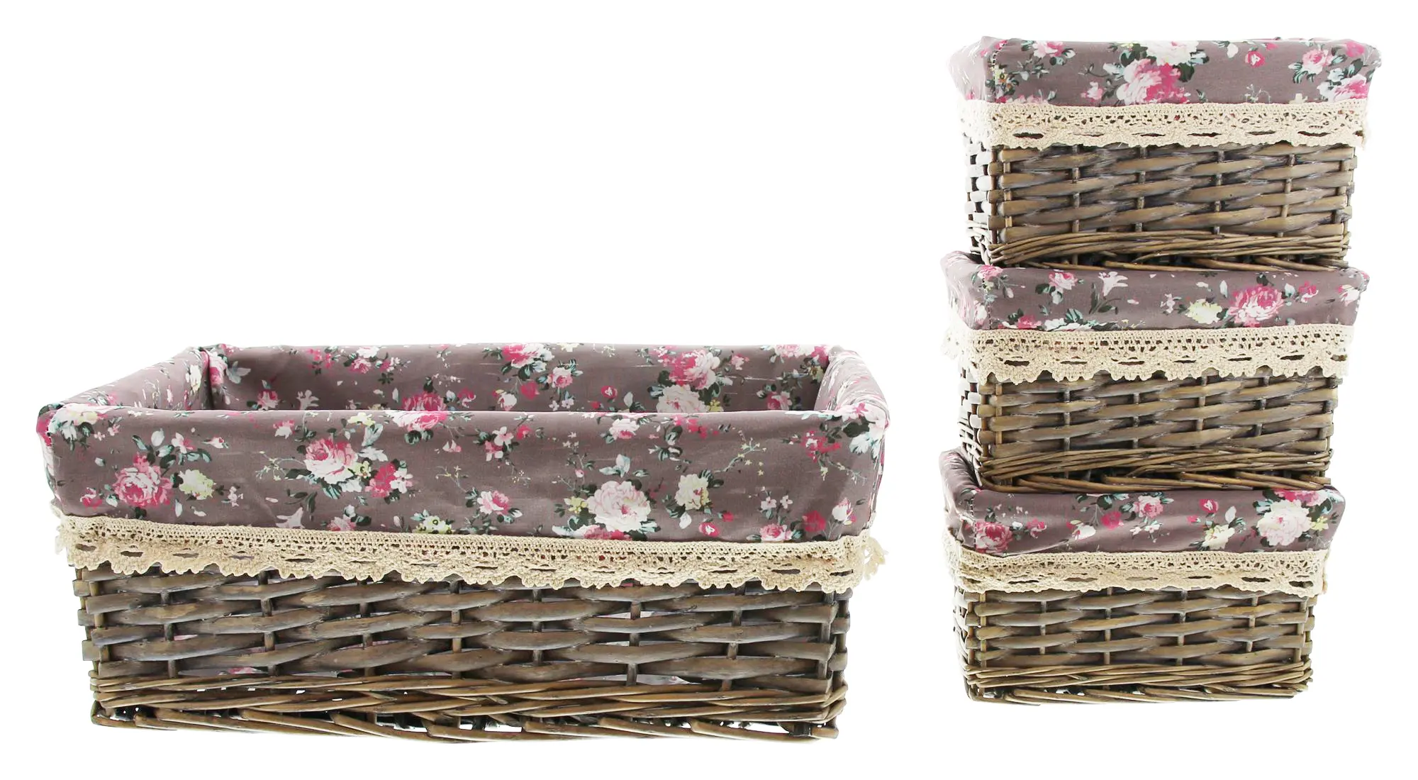 Universalkorb "Rosenliebe", 4er Set  im Frank Flechtwaren Online Shop für Füllkörbe &amp; Universalkörbe kaufen